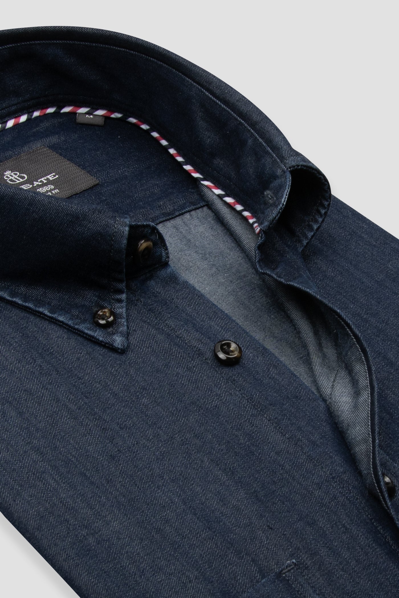 Abbate Gino Denim Tencel (Lyocell) Comfort Fit Lacivert Düğmeli Yaka Erkek Düz Gömlek