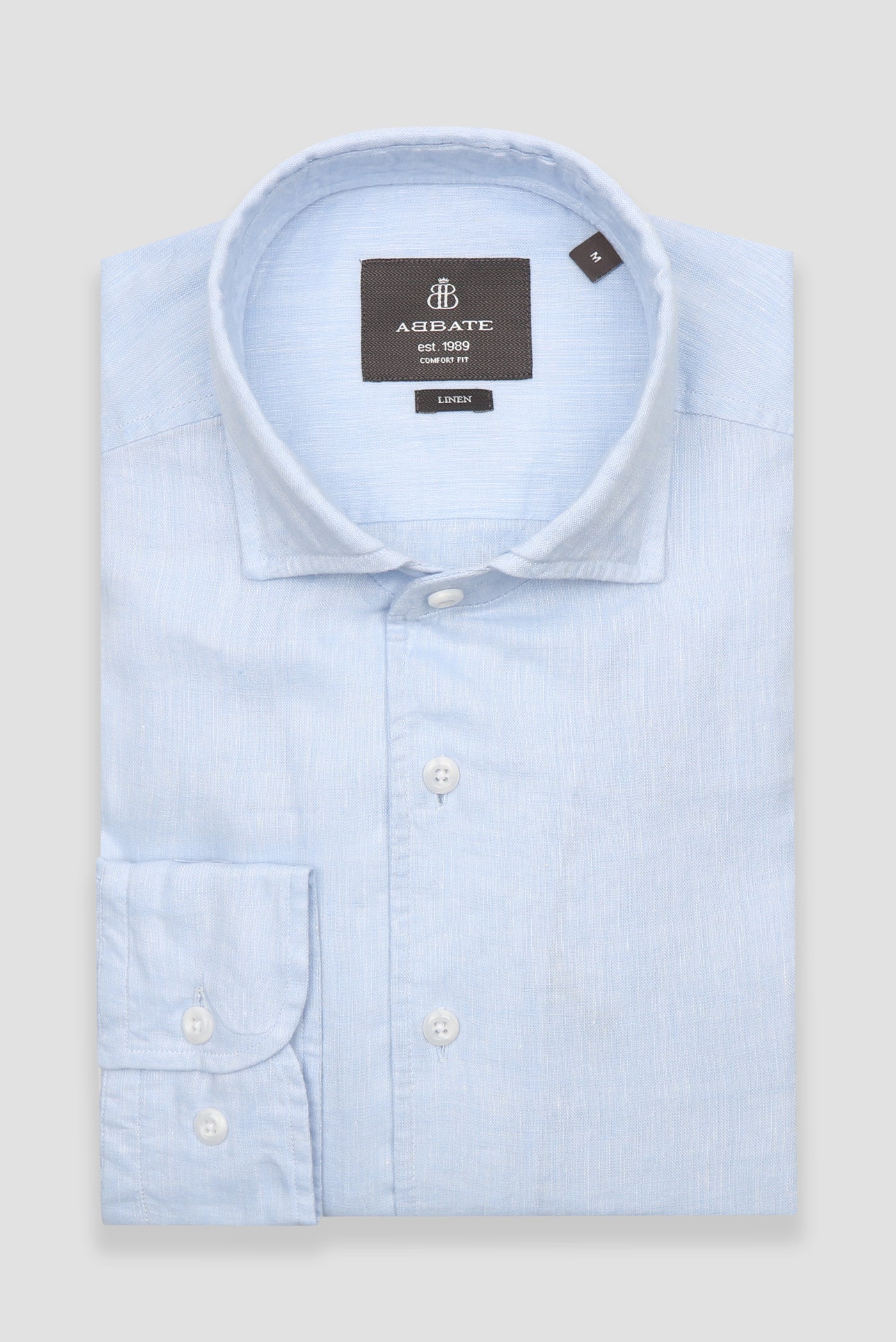 Abbate Bella Keten Keten Comfort Fit Açık Mavi Mostra Yaka Erkek Düz Gömlek