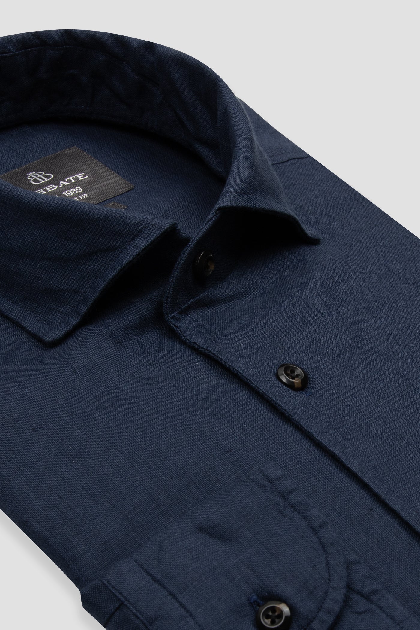 Abbate Bella Keten Keten Comfort Fit Lacivert Mostra Yaka Erkek Düz Gömlek