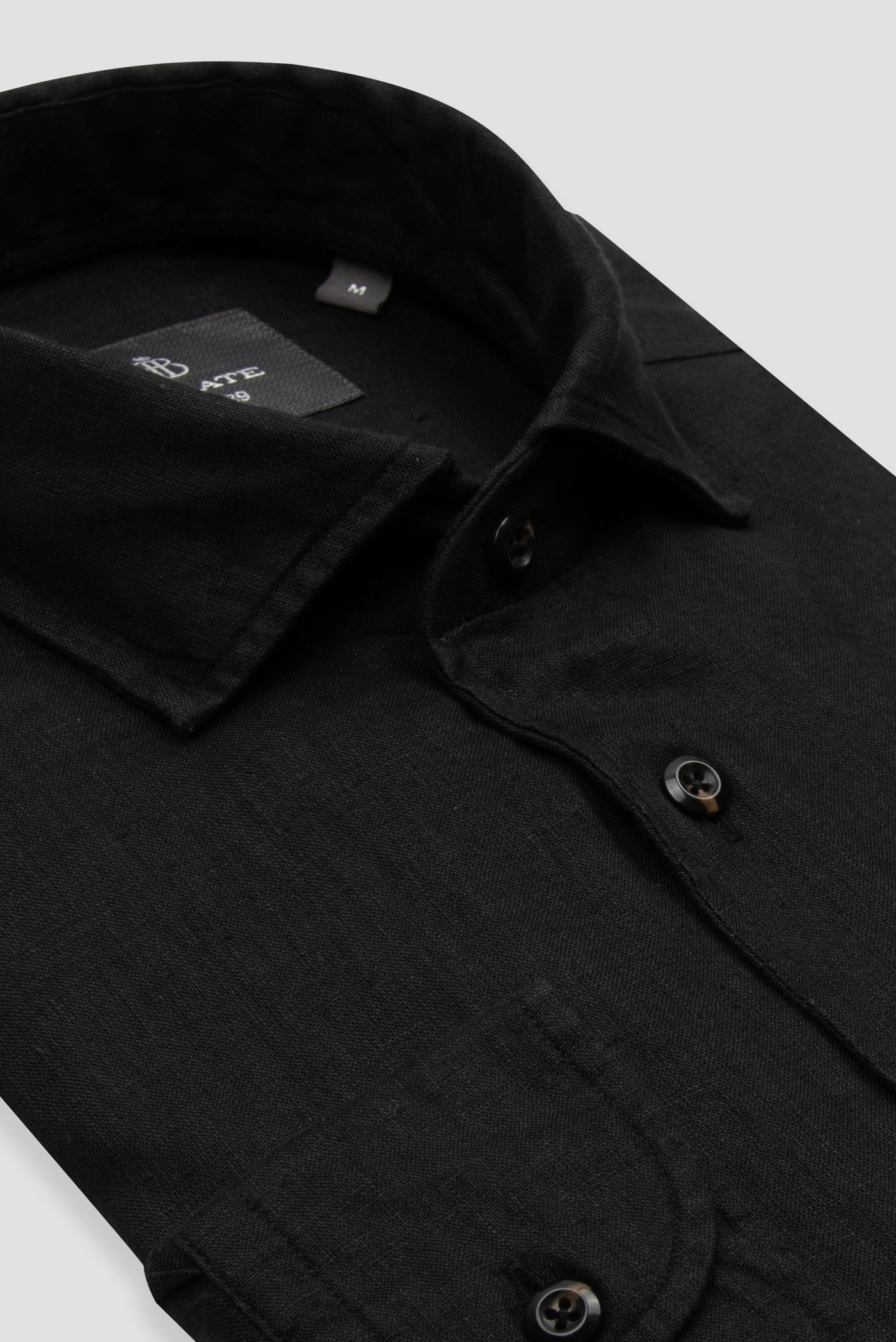 Abbate Bella Keten Keten Comfort Fit Siyah Mostra Yaka Erkek Düz Gömlek