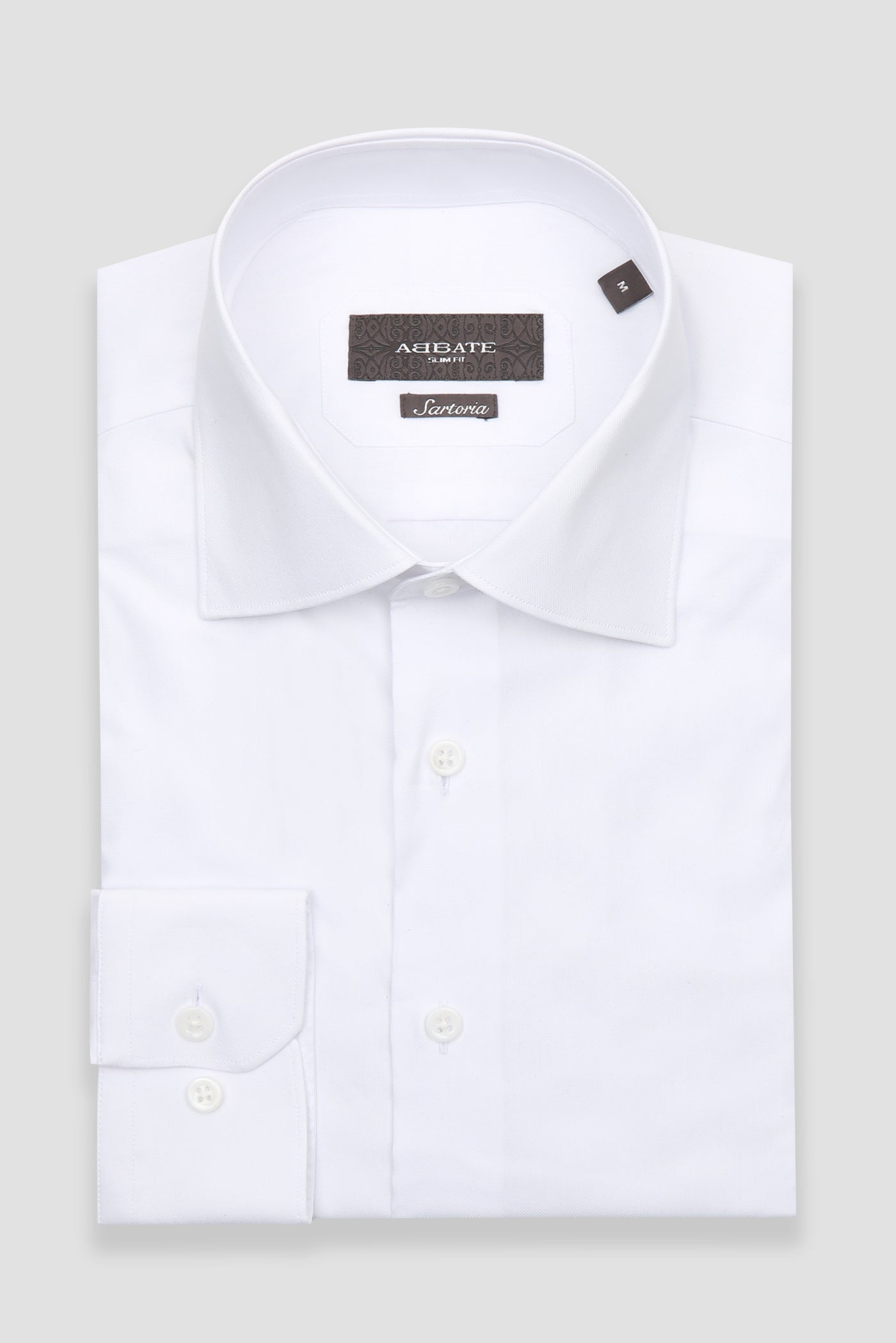 Abbate Sartoria Poplin Stretch Pamuk Karışımlı Slim Fit Beyaz İtalyan Yaka Erkek Düz Gömlek