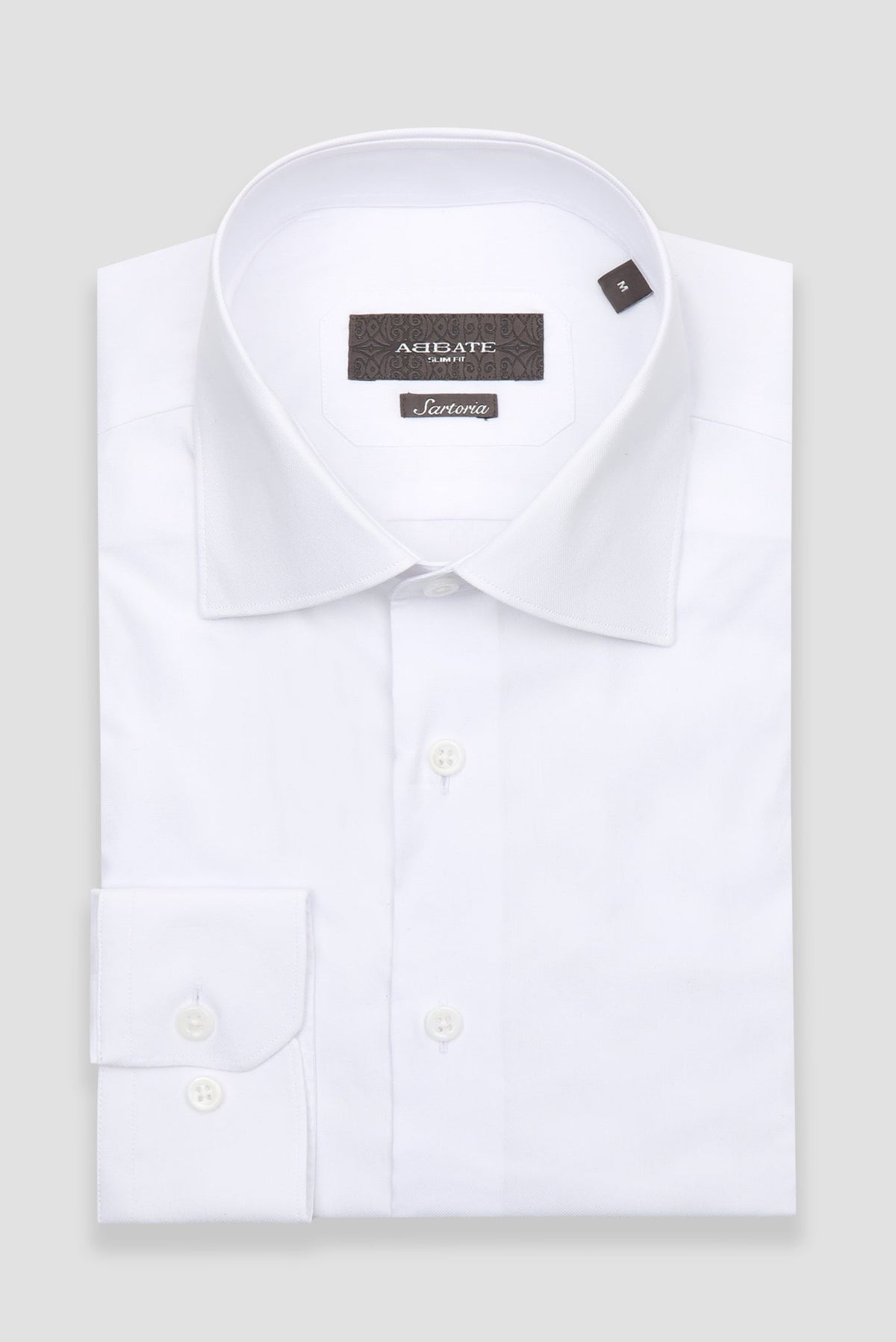 Abbate Sartoria Poplin Stretch Pamuk Karışımlı Slim Fit Beyaz İtalyan Yaka Erkek Düz Gömlek