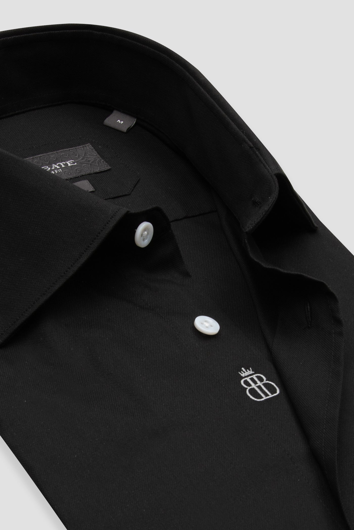 Abbate Sartoria Poplin Stretch Pamuk Karışımlı Slim Fit Siyah İtalyan Yaka Erkek Düz Gömlek