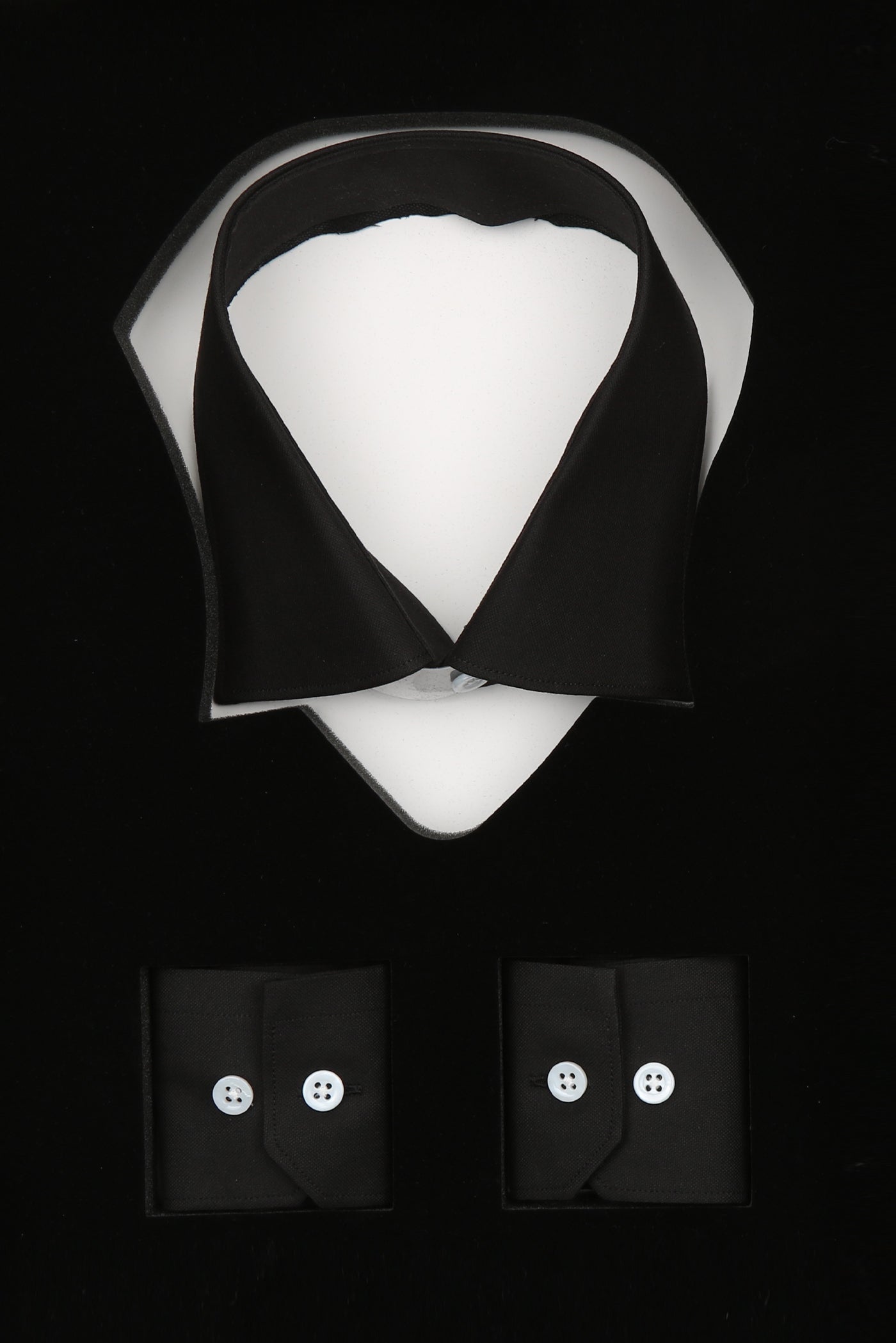 Abbate Sartoria Poplin Stretch Pamuk Karışımlı Slim Fit Siyah İtalyan Yaka Erkek Düz Gömlek