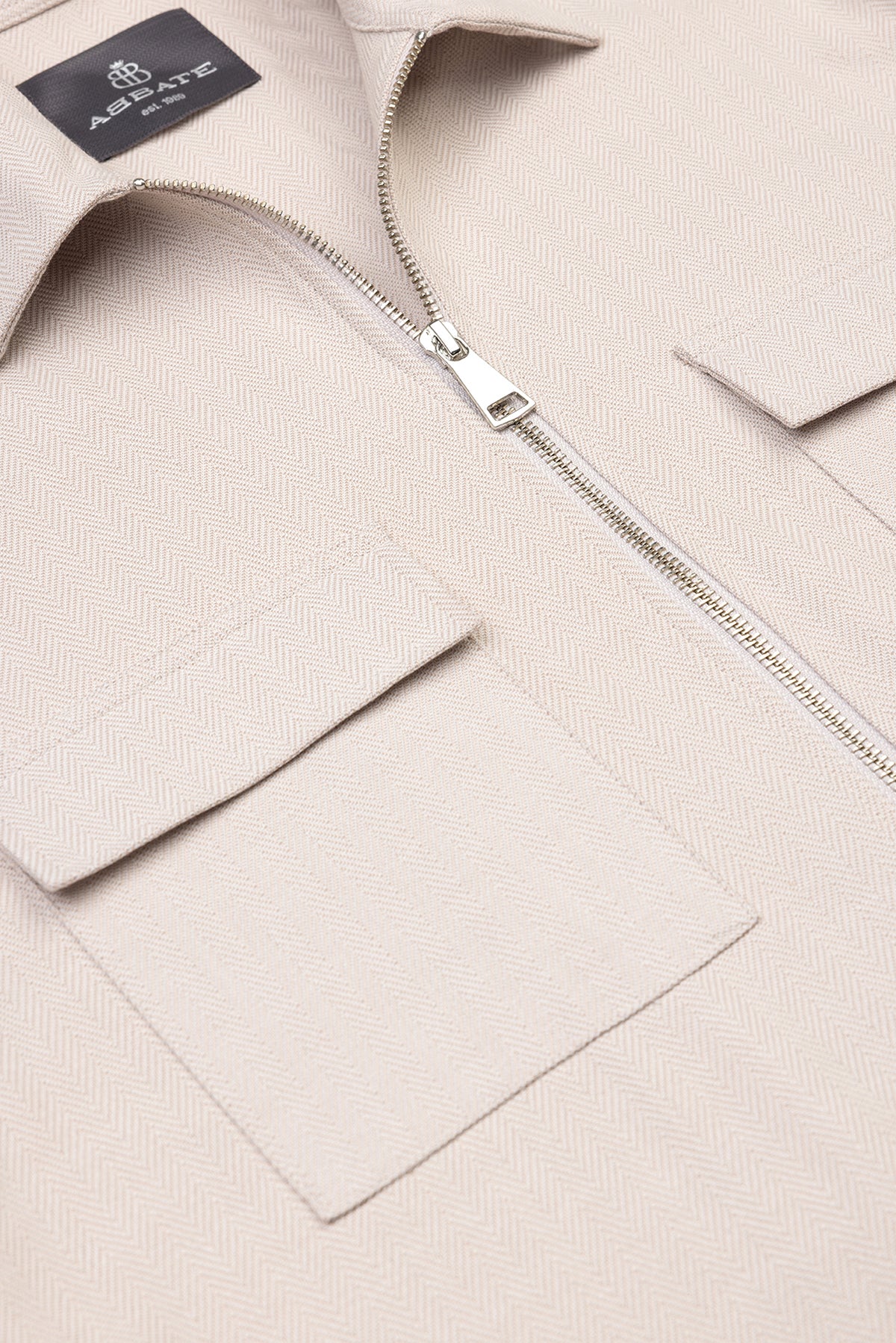 Abbate Verso Twill Polyviskon Karışımlı Overshirt Fit Bej Klasik Yaka Erkek Çizgili Gömlek