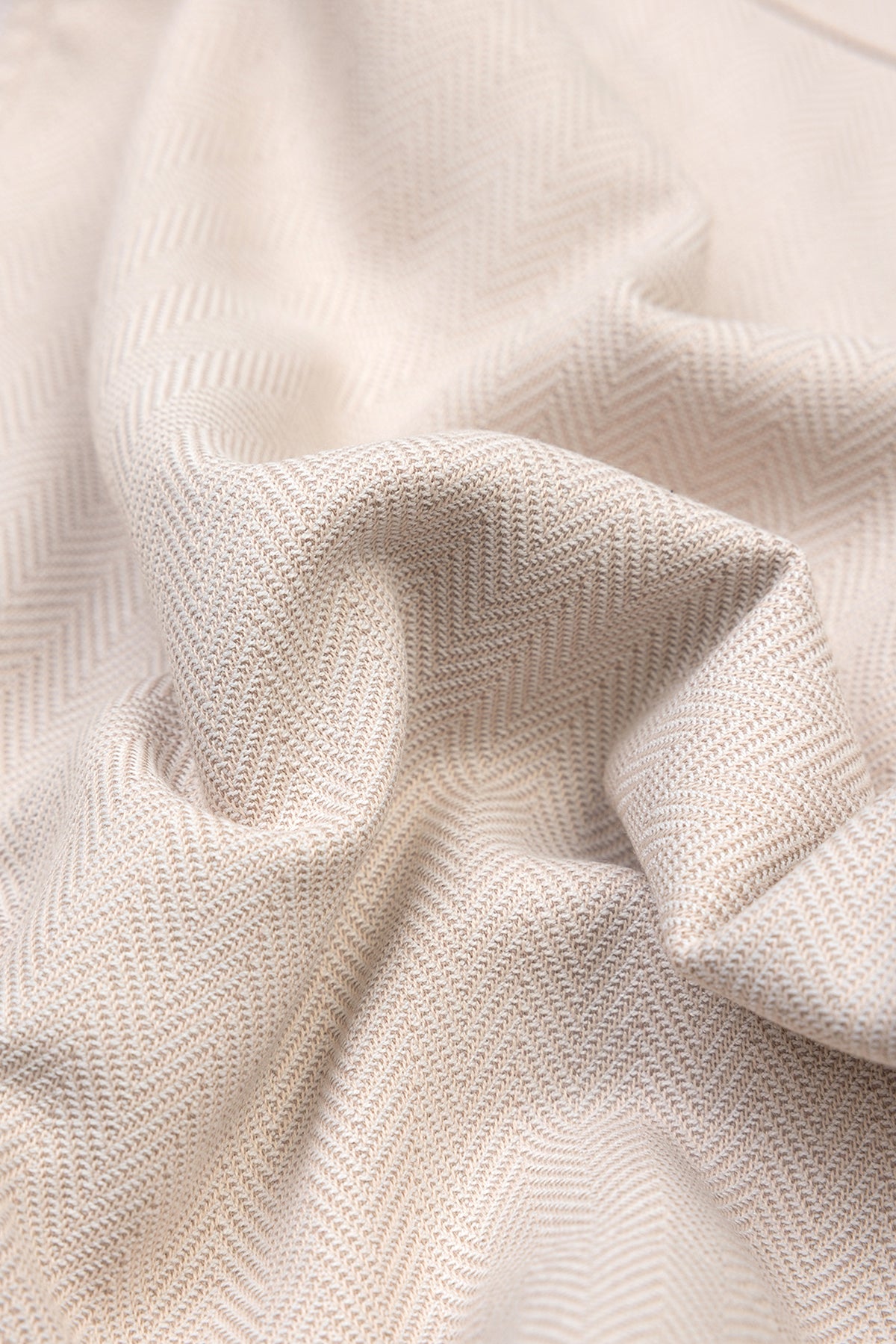 Abbate Verso Twill Polyviskon Karışımlı Overshirt Fit Bej Klasik Yaka Erkek Çizgili Gömlek