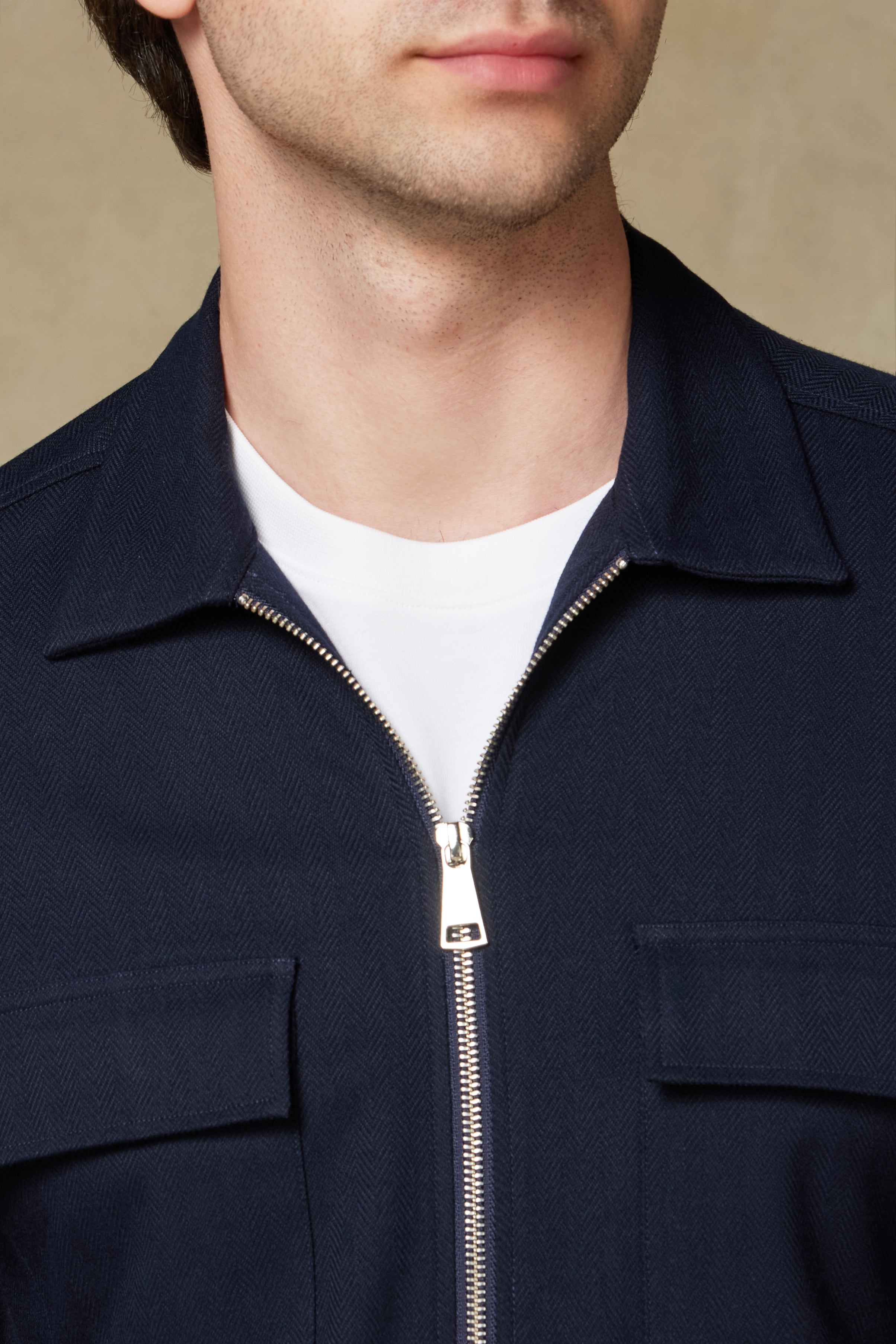 Abbate Verso Twill Overshirt Polyviskon Karışımlı Overshirt Fit Lacivert Klasik Yaka Erkek Çizgili Gömlek