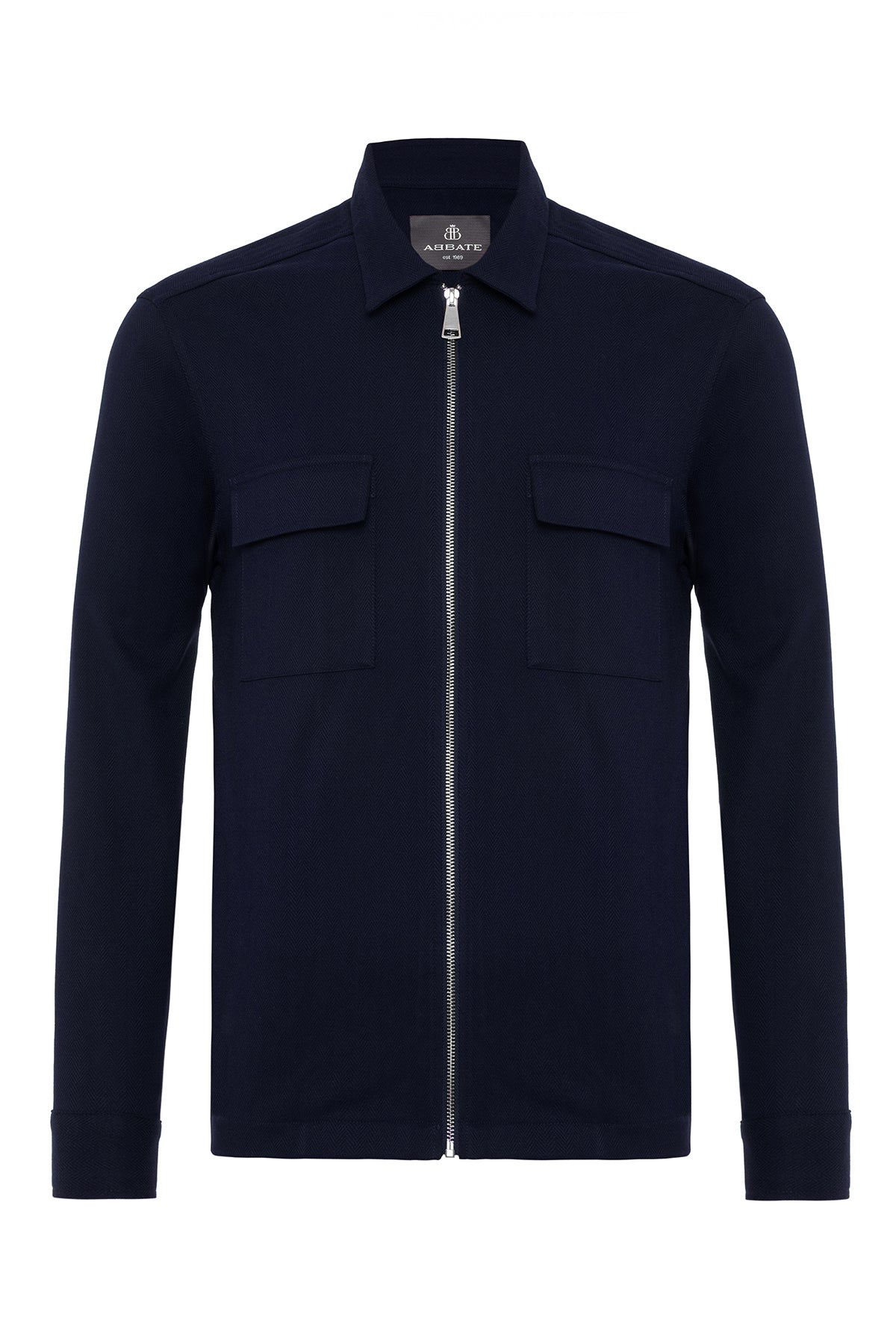 Abbate Verso Twill Polyviskon Karışımlı Overshirt Fit Lacivert Klasik Yaka Erkek Çizgili Gömlek