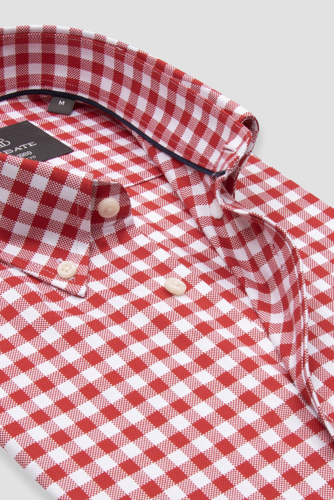 Abbate Lusso Twill Pamuklu Comfort Fit Kırmızı Düğmeli Yaka Erkek Kareli Gömlek