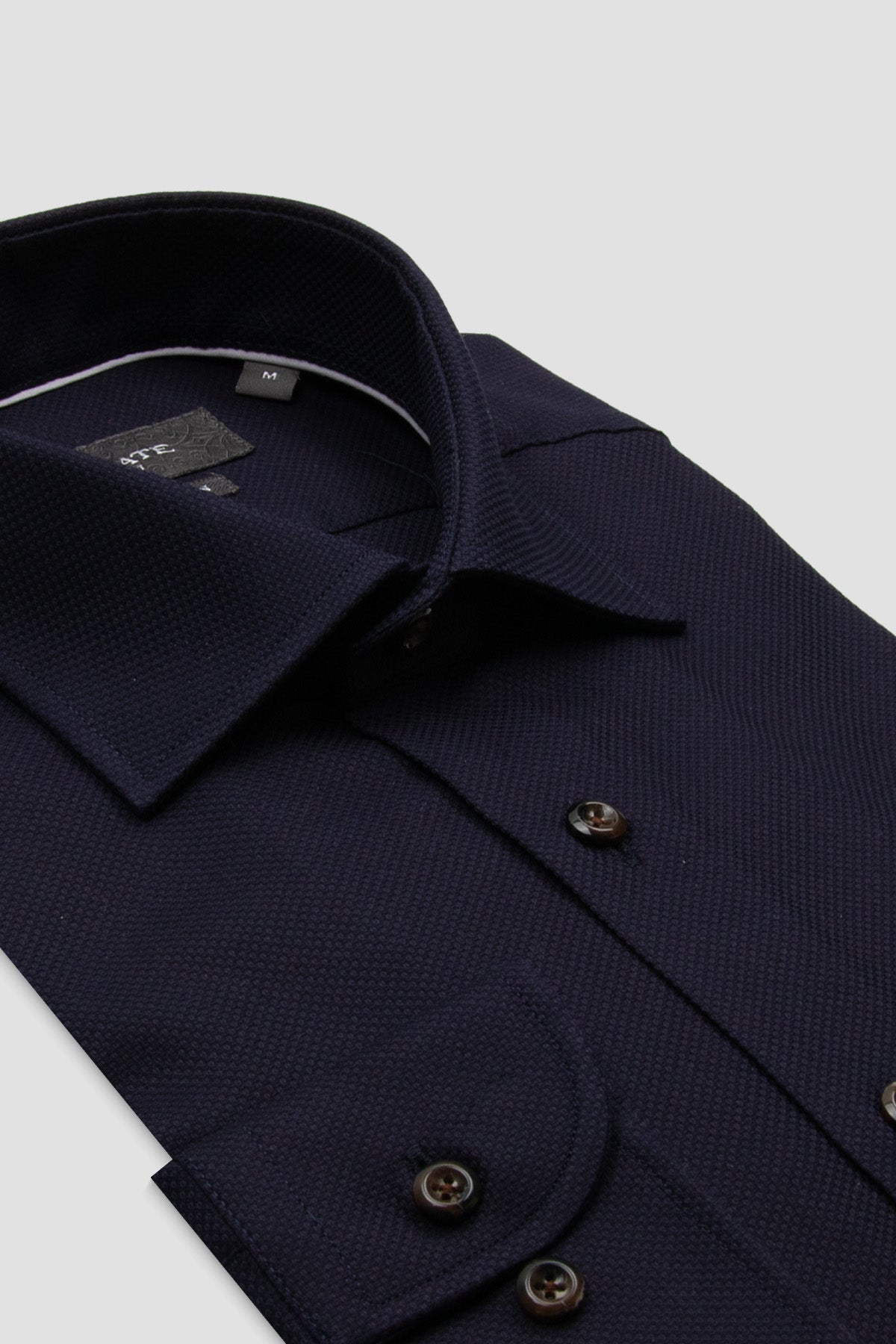 Abbate Marco Armür Pamuklu Slim Fit Lacivert Klasik Yaka Erkek Düz Gömlek