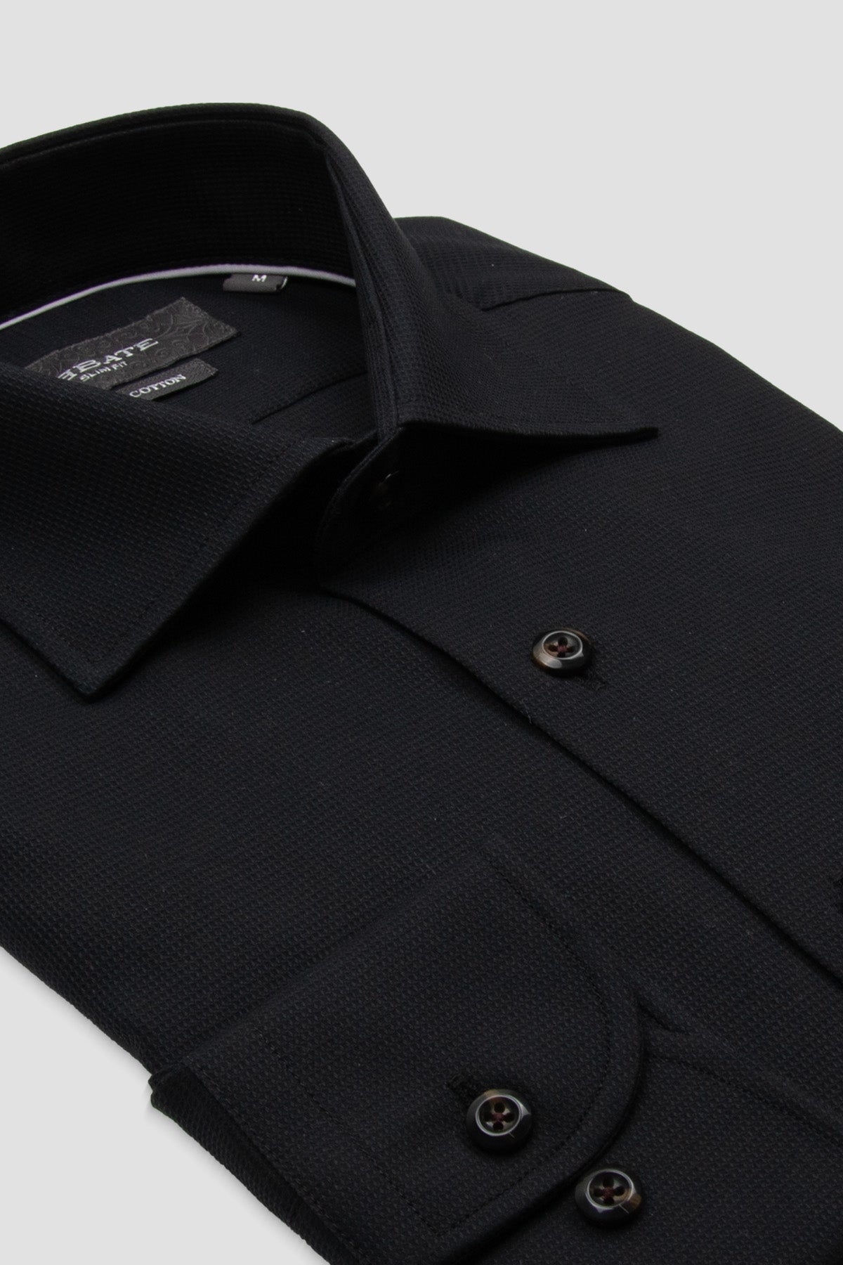 Abbate Marco Armür Pamuklu Slim Fit Siyah Klasik Yaka Erkek Düz Gömlek