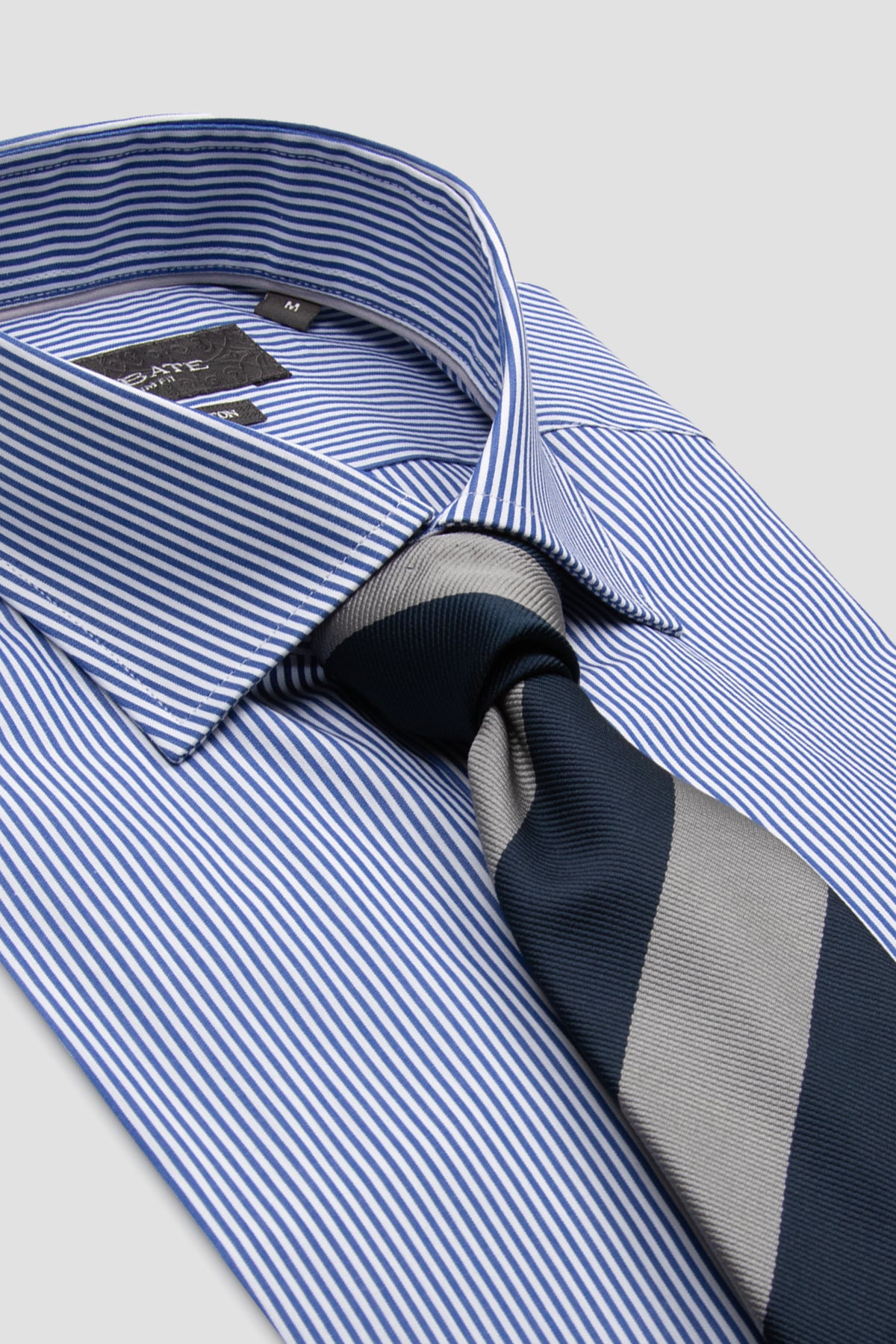 Abbate Marco Poplin Pamuklu Slim Fit Lacivert Klasik Yaka Erkek Çizgili Gömlek