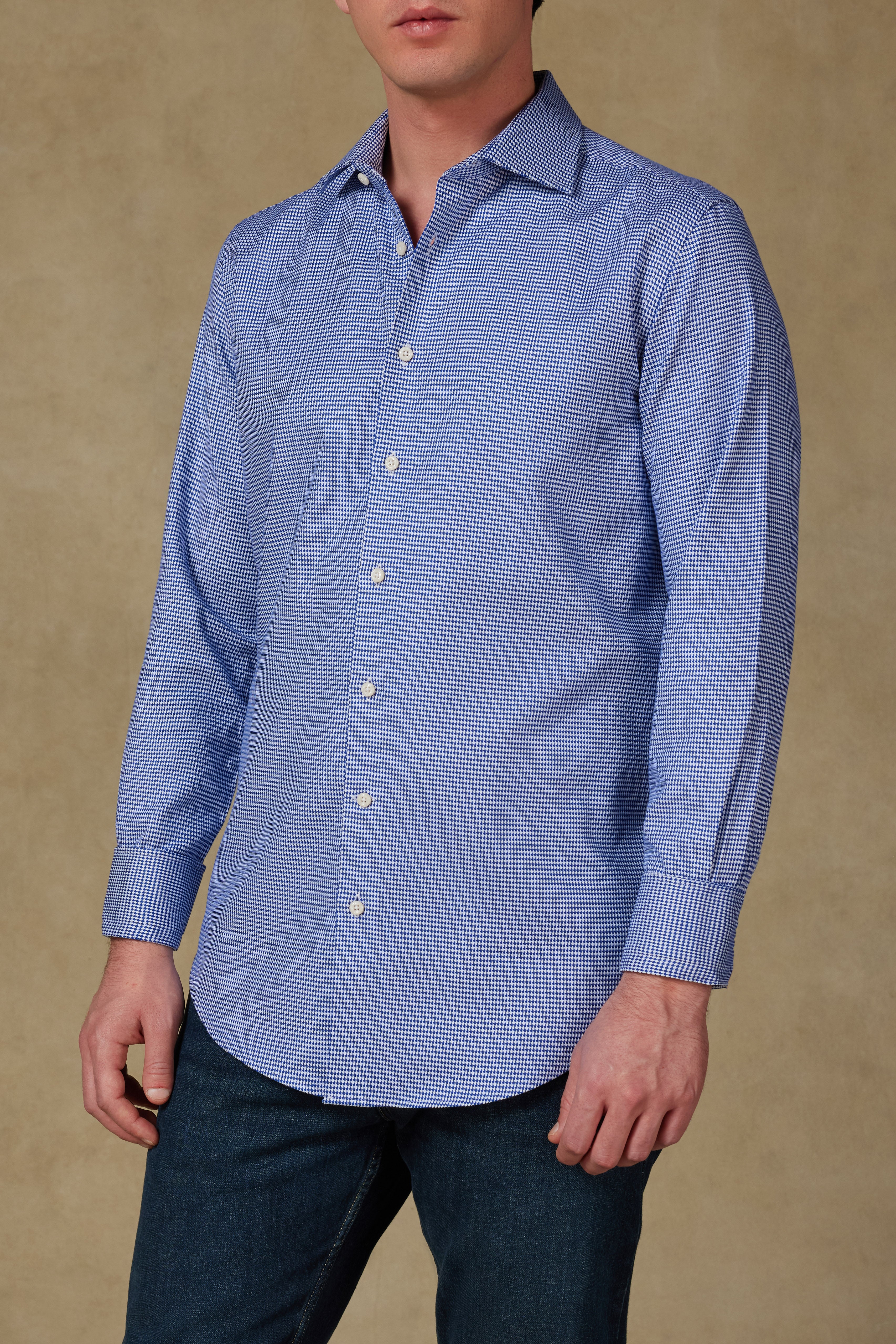 Abbate Marco Armür Pamuklu Slim Fit Lacivert Klasik Yaka Erkek Desenli Gömlek