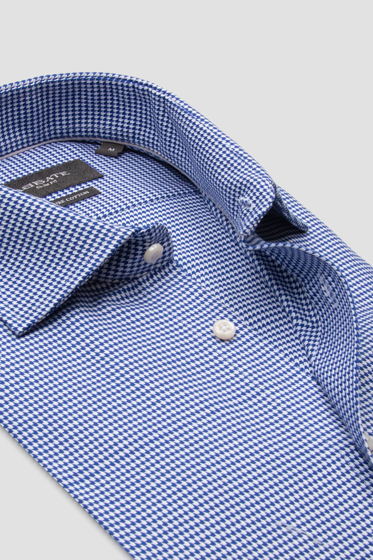 Abbate Marco Armür %100 Pamuk Slim Fit Lacivert Klasik Yaka Erkek Desenli Gömlek
