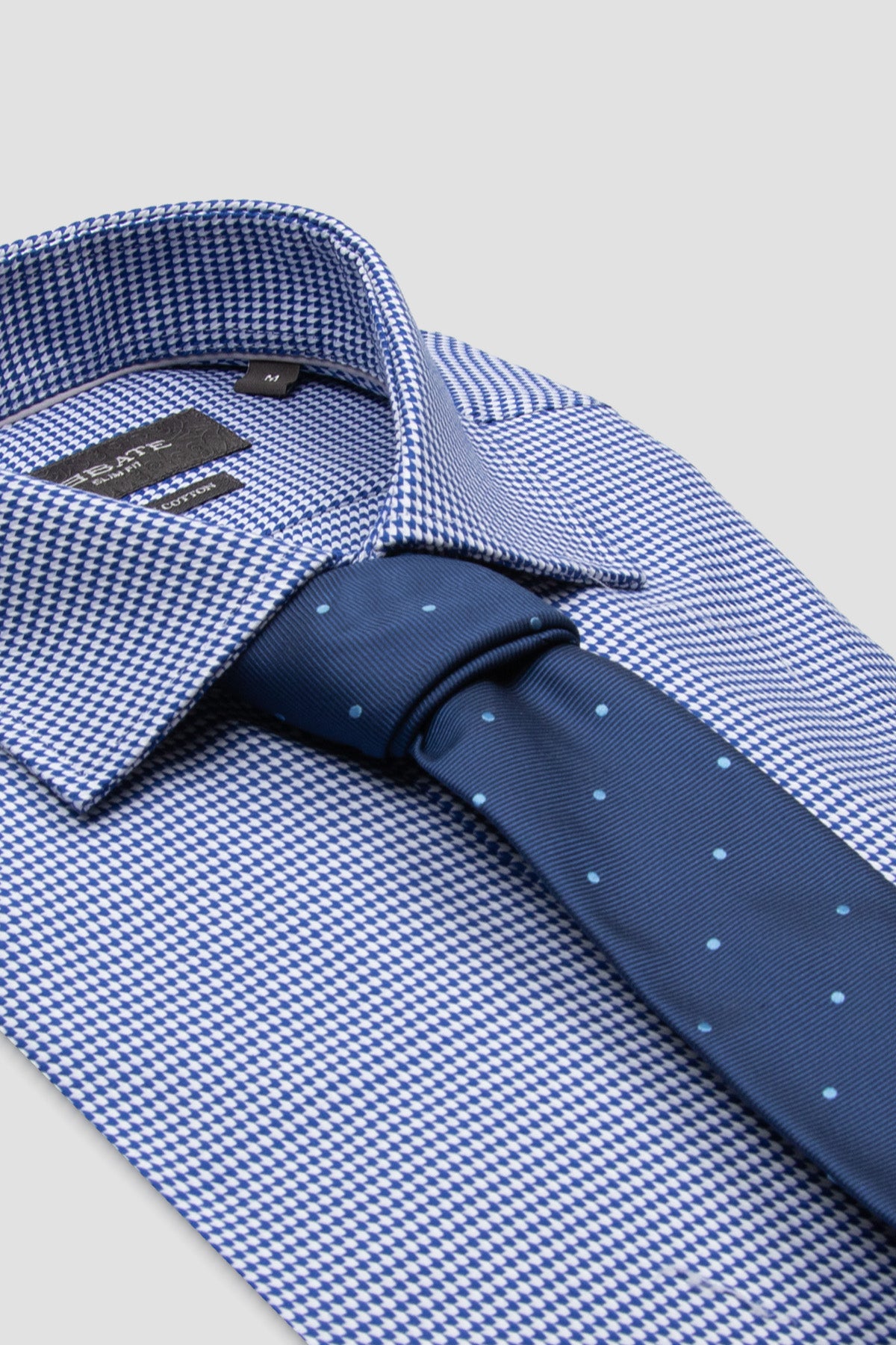 Abbate Marco Armür %100 Pamuk Slim Fit Lacivert Klasik Yaka Erkek Desenli Gömlek