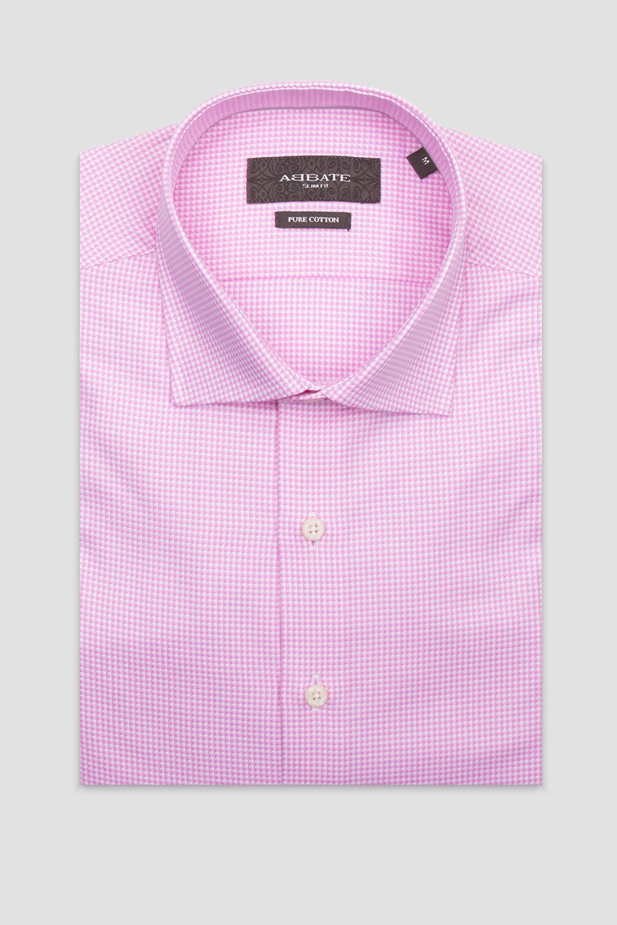 Abbate Marco Dobby %100 Pamuk Slim Fit Pembe Klasik Yaka Erkek Desenli Gömlek