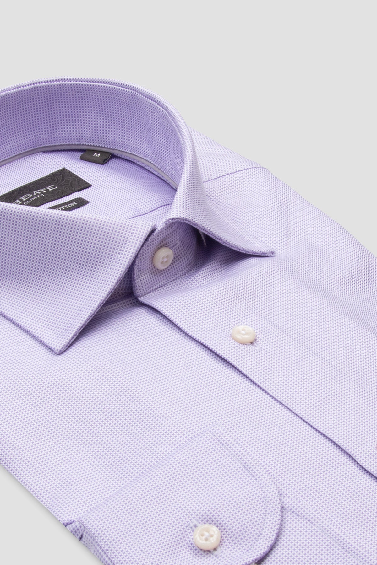 Abbate Marco Dobby Pamuklu Slim Fit Mor Klasik Yaka Erkek Kareli Gömlek