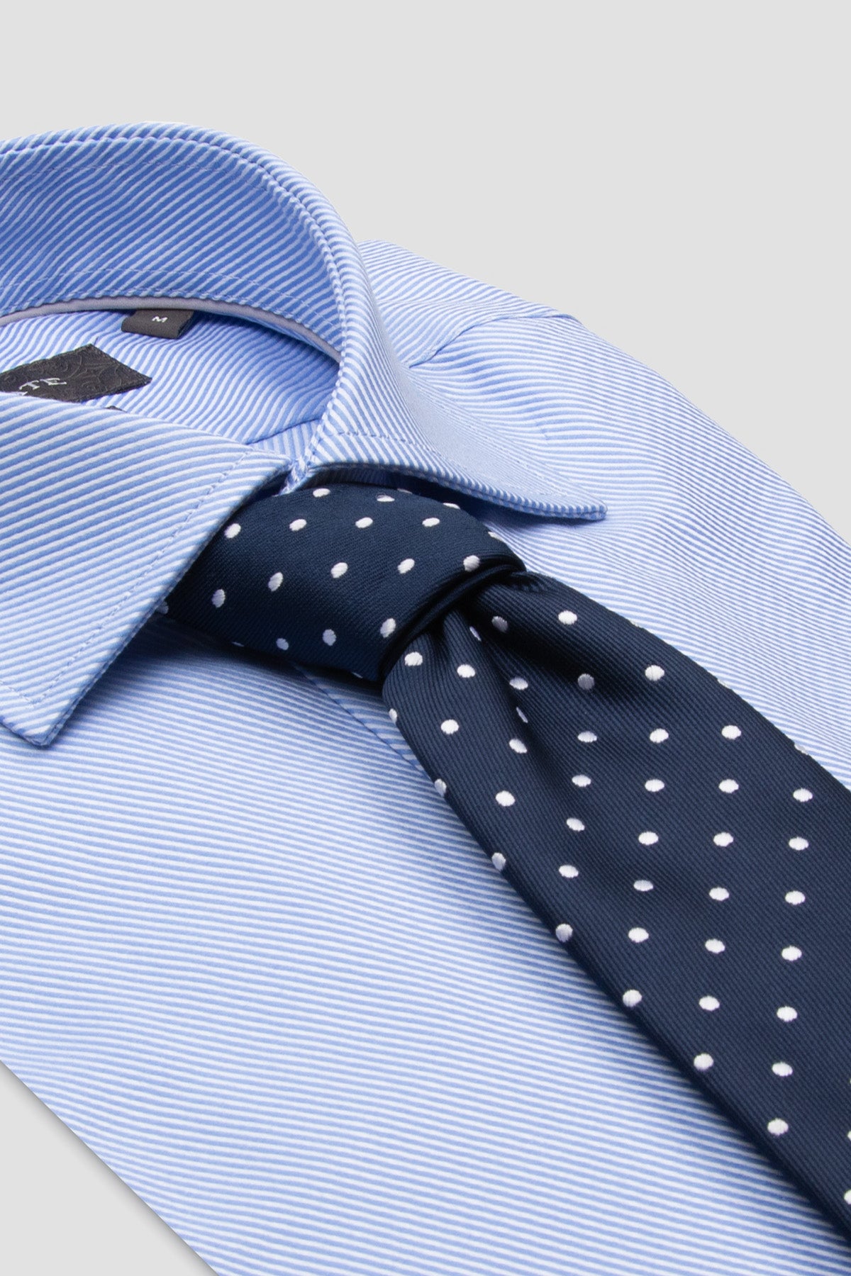 Abbate Marco Twill %100 Pamuk Slim Fit Açık Mavi Klasik Yaka Erkek Çizgili Gömlek