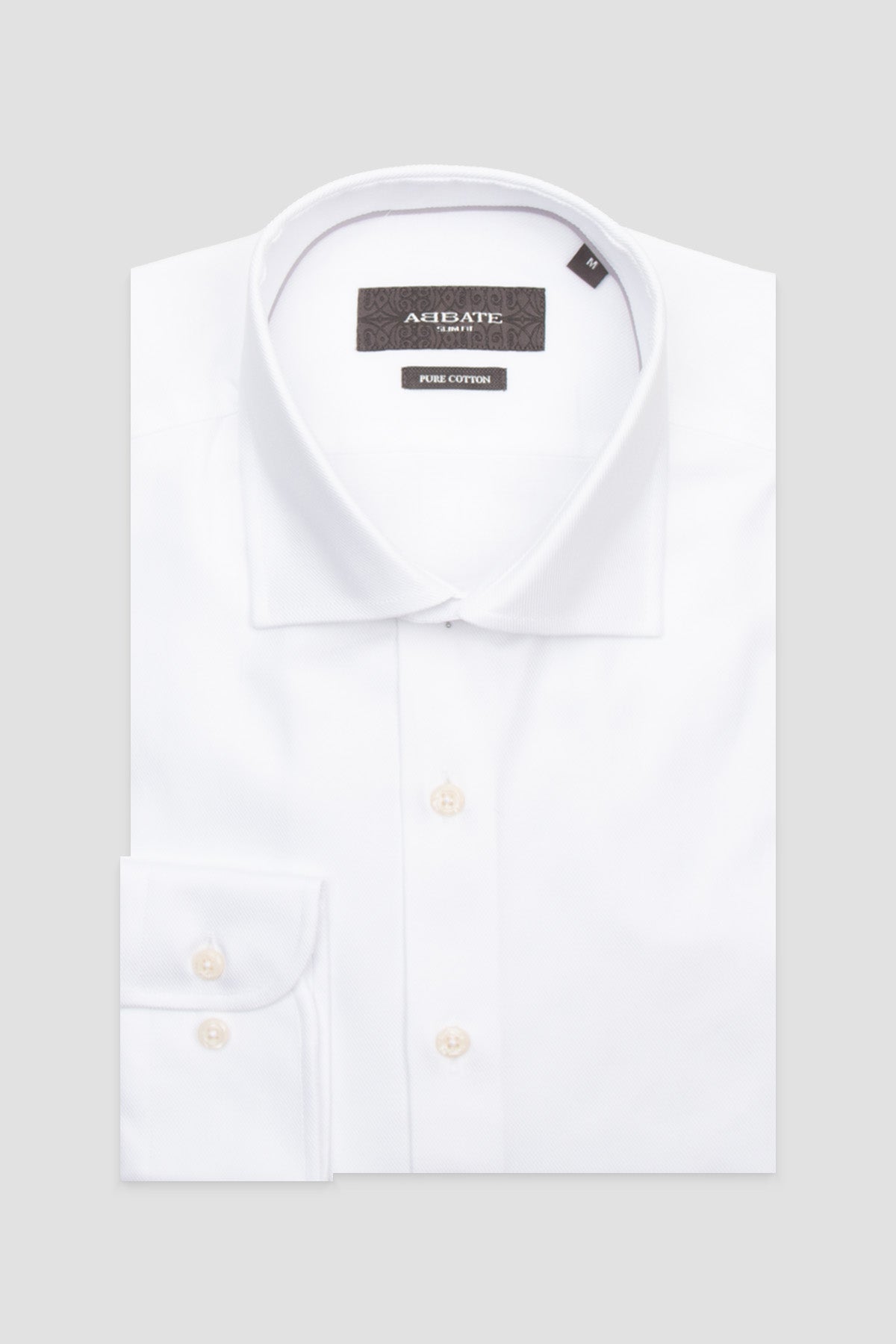 Abbate Marco Twill Pamuklu Slim Fit Beyaz Klasik Yaka Erkek Düz Gömlek