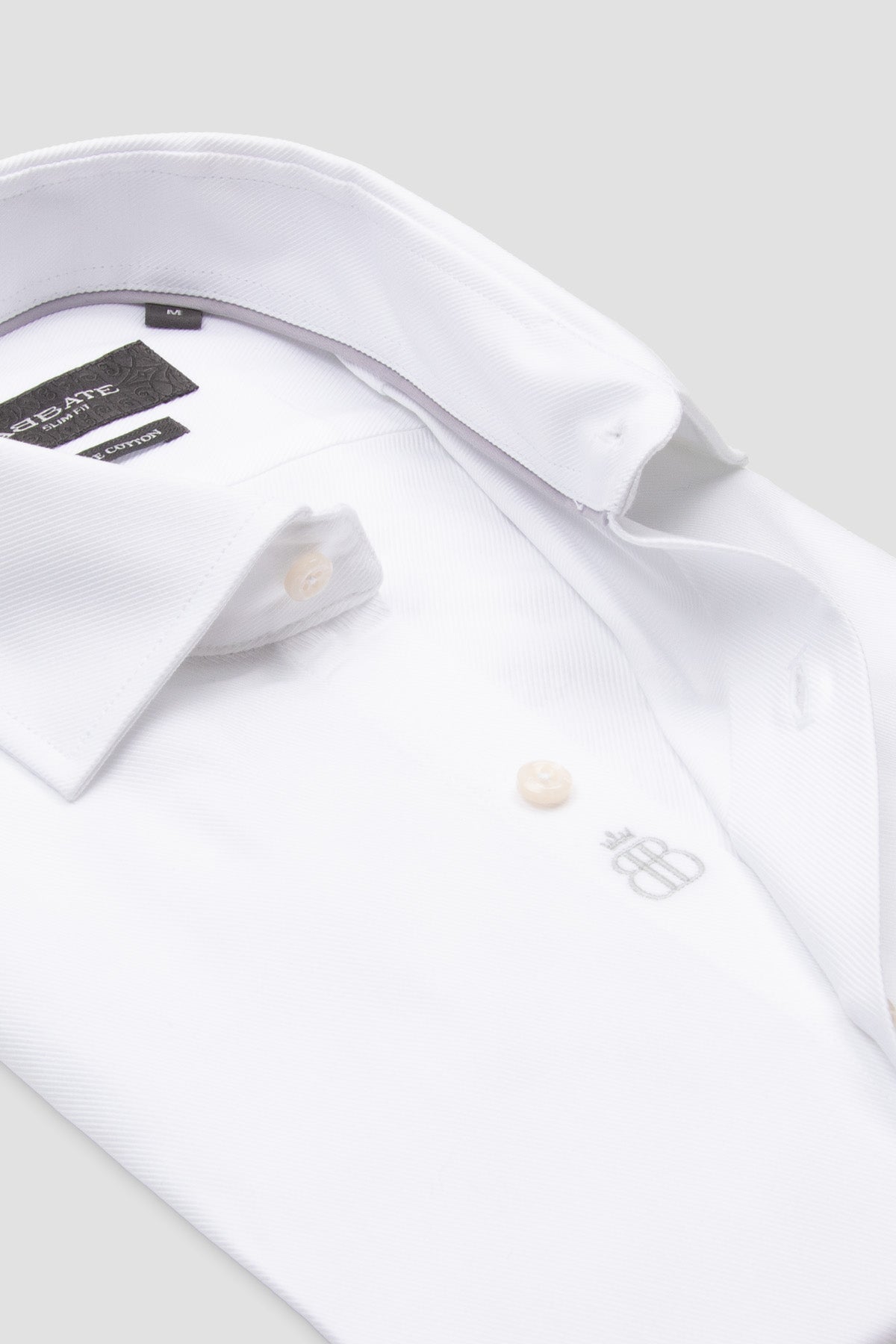 Abbate Marco Twill Pamuklu Slim Fit Beyaz Klasik Yaka Erkek Düz Gömlek