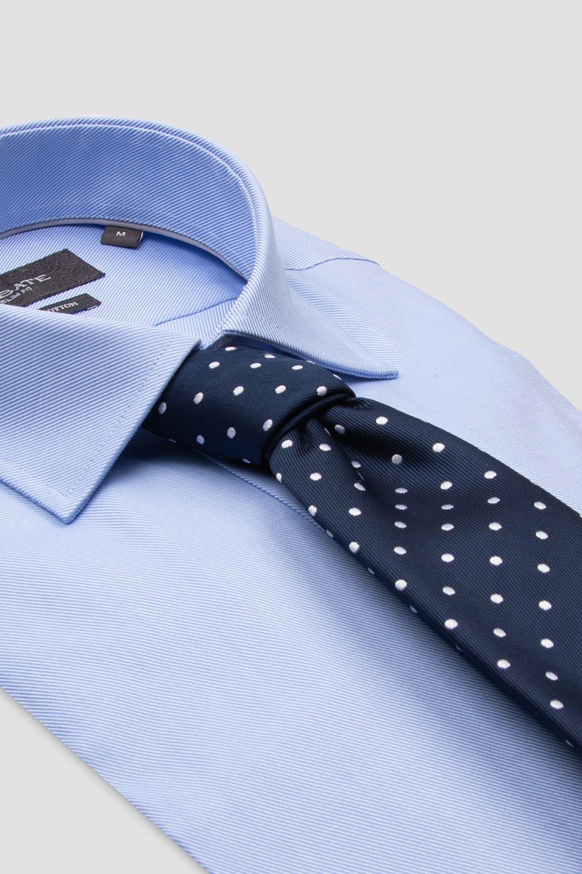Abbate Marco Twill Pamuklu Slim Fit Açık Mavi Klasik Yaka Erkek Düz Gömlek