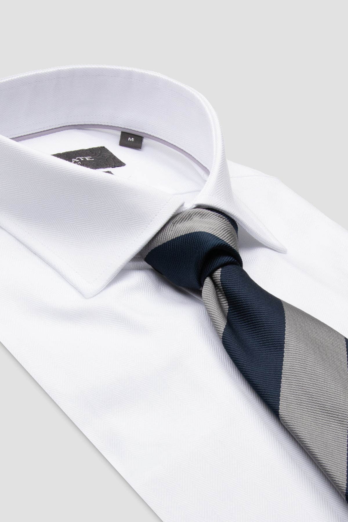 Abbate Marco Herringbone Pamuklu Slim Fit Beyaz Klasik Yaka Erkek Düz Gömlek