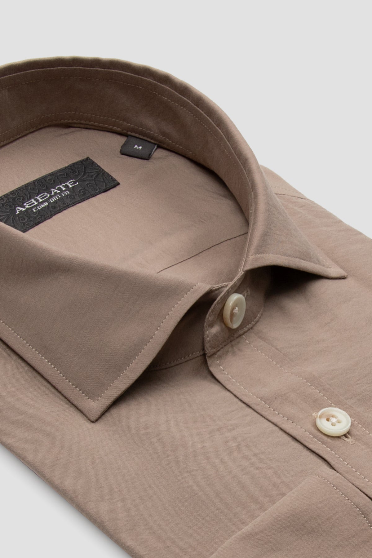 Abbate Como Modal Modal Karışımlı Comfort Fit Koyu Bej Klasik Yaka Erkek Düz Gömlek