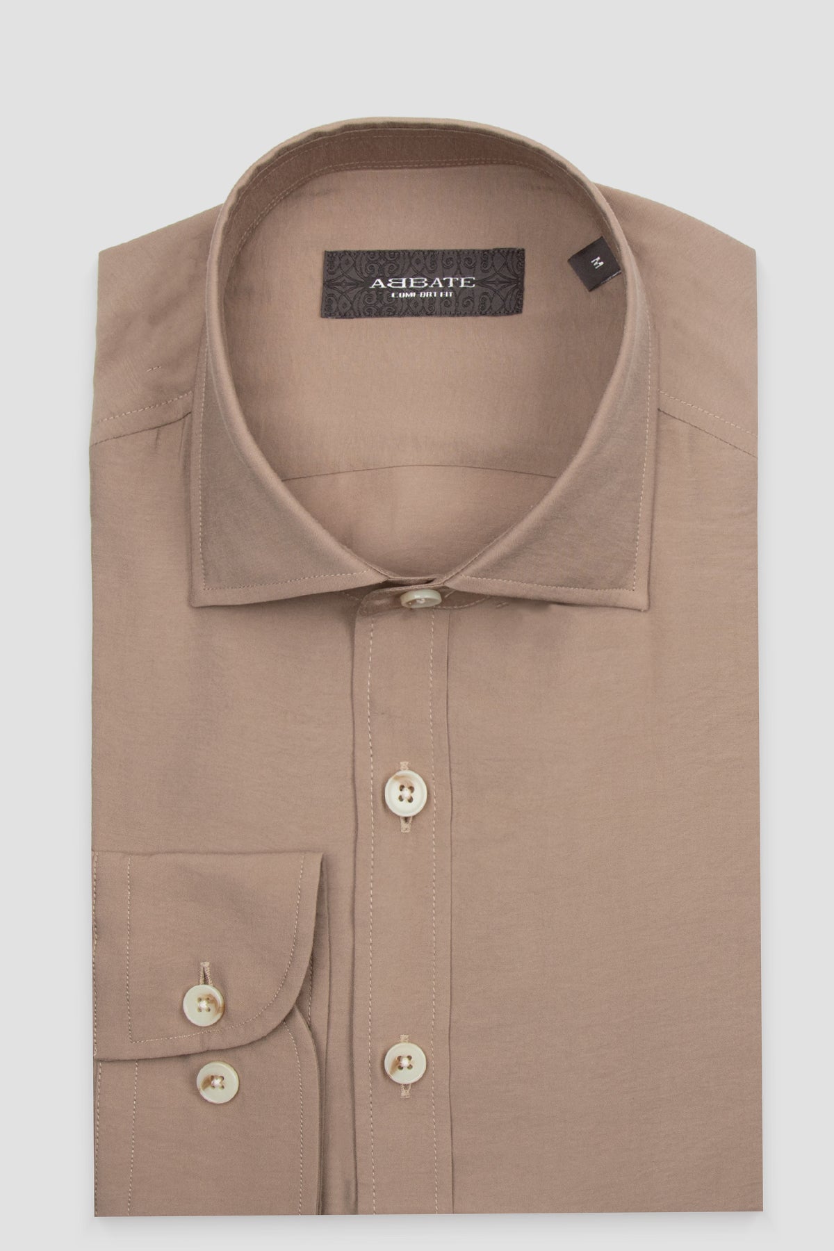Abbate Como Modal Modal Karışımlı Comfort Fit Koyu Bej Klasik Yaka Erkek Düz Gömlek