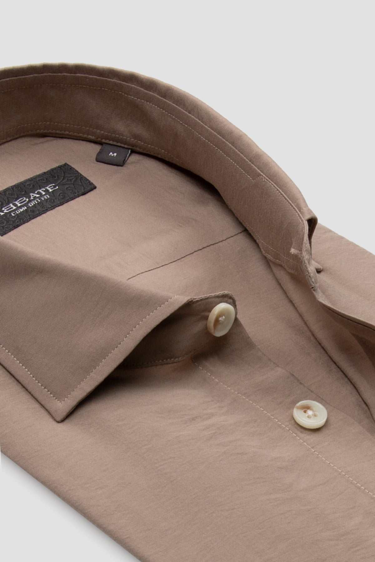 Abbate Como Modal Modal Karışımlı Comfort Fit Koyu Bej Klasik Yaka Erkek Düz Gömlek