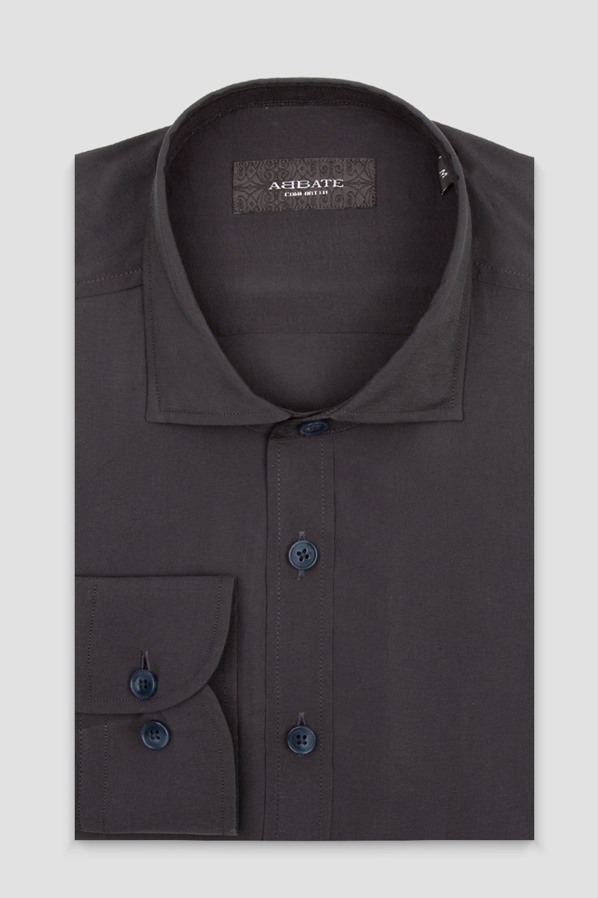 Abbate Como Modal Modal Karışımlı Comfort Fit Antrasit Klasik Yaka Erkek Düz Gömlek