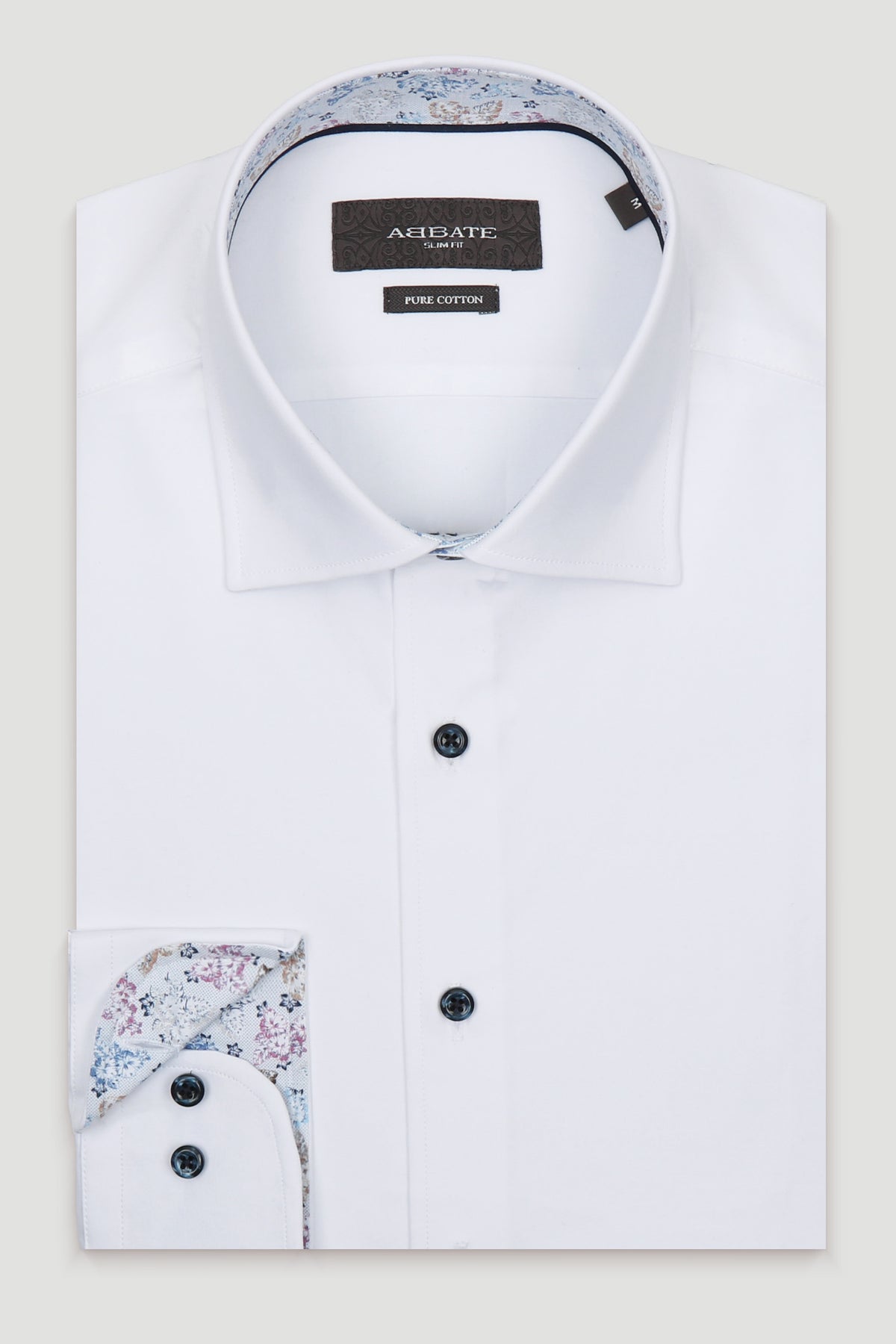 Abbate Martino Twill %100 Pamuk Slim Fit Beyaz Klasik Yaka Erkek Düz Gömlek