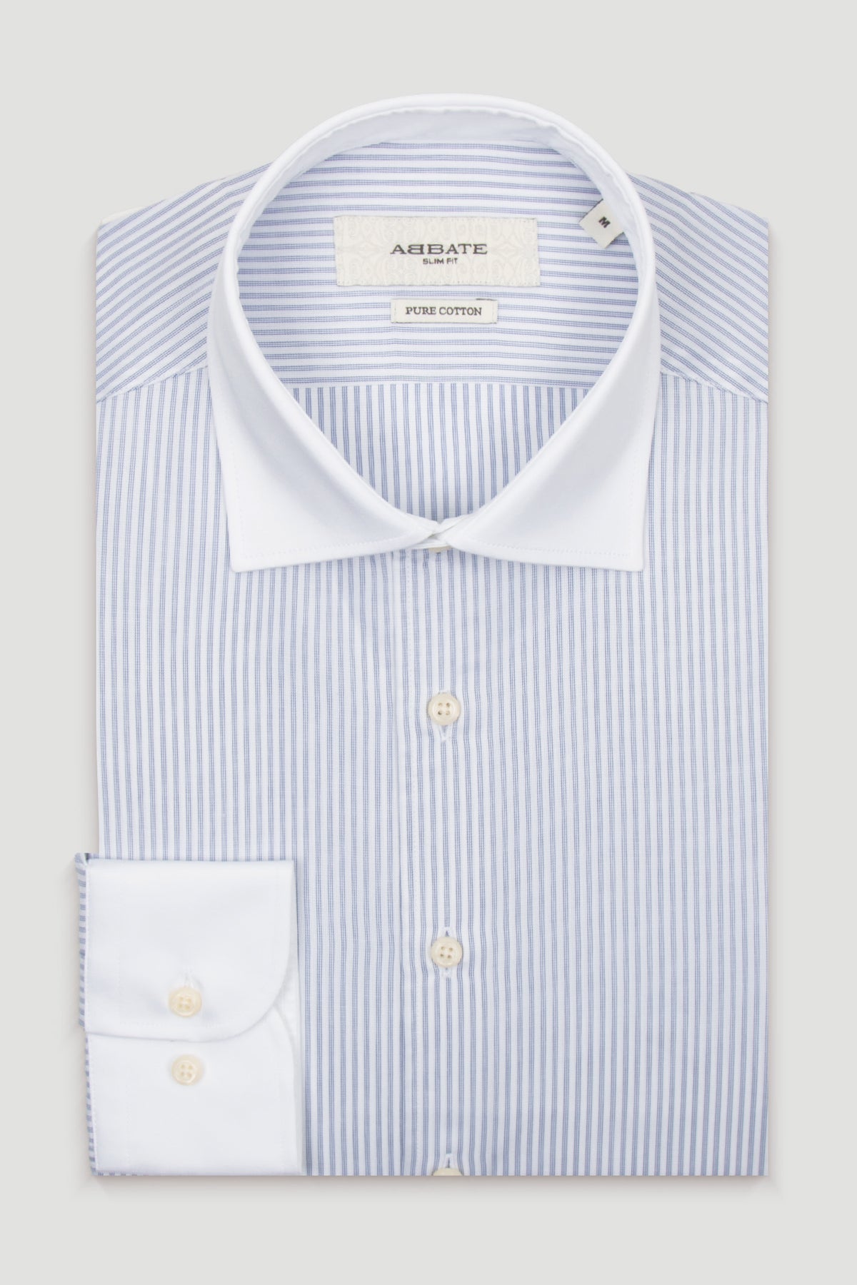 Abbate Gabrio Dobby %100 Pamuk Slim Fit Lacivert Klasik Yaka Erkek Çizgili Gömlek
