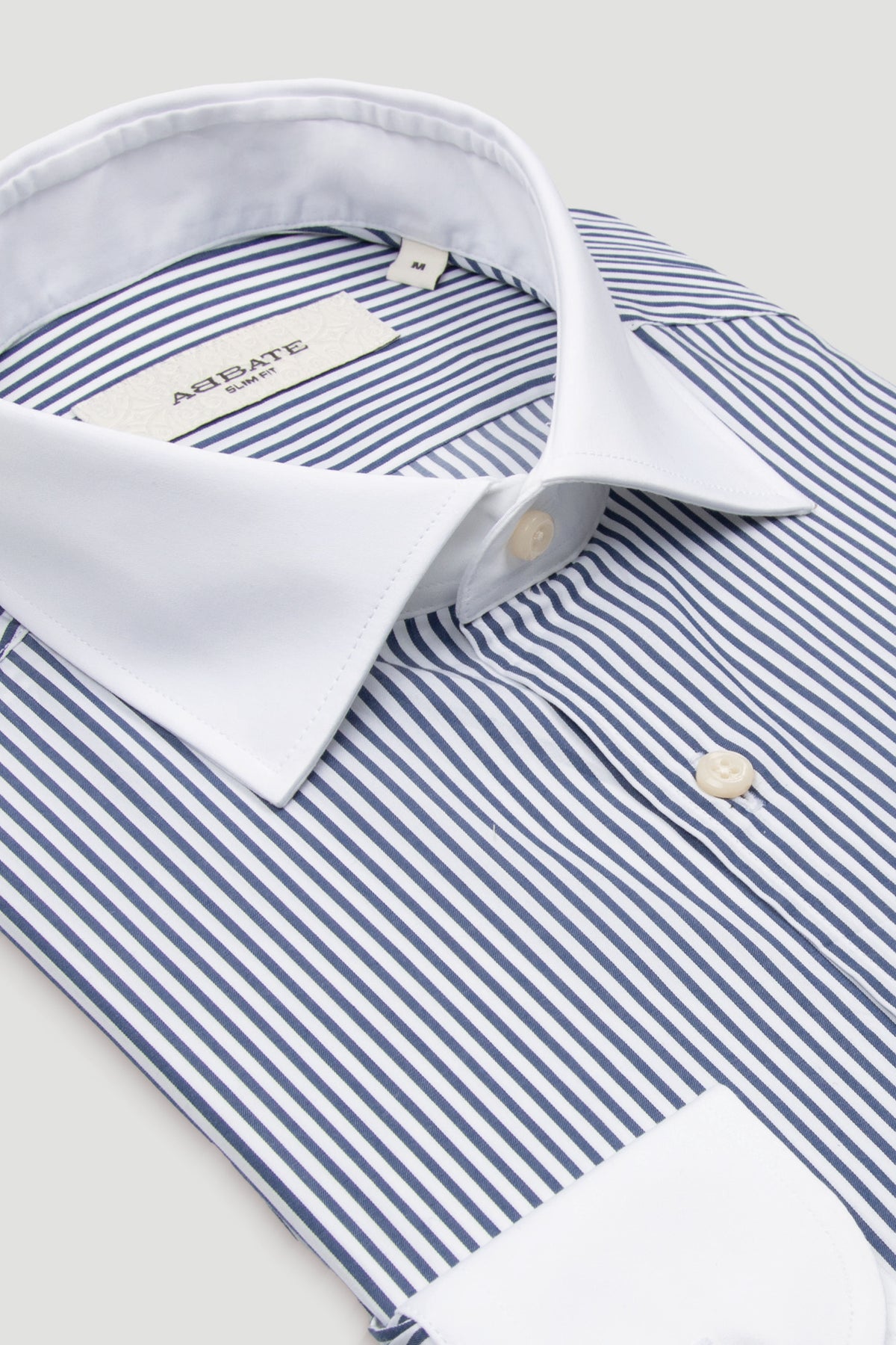 Abbate Gabrio Twill %100 Pamuk Slim Fit Lacivert Klasik Yaka Erkek Çizgili Gömlek