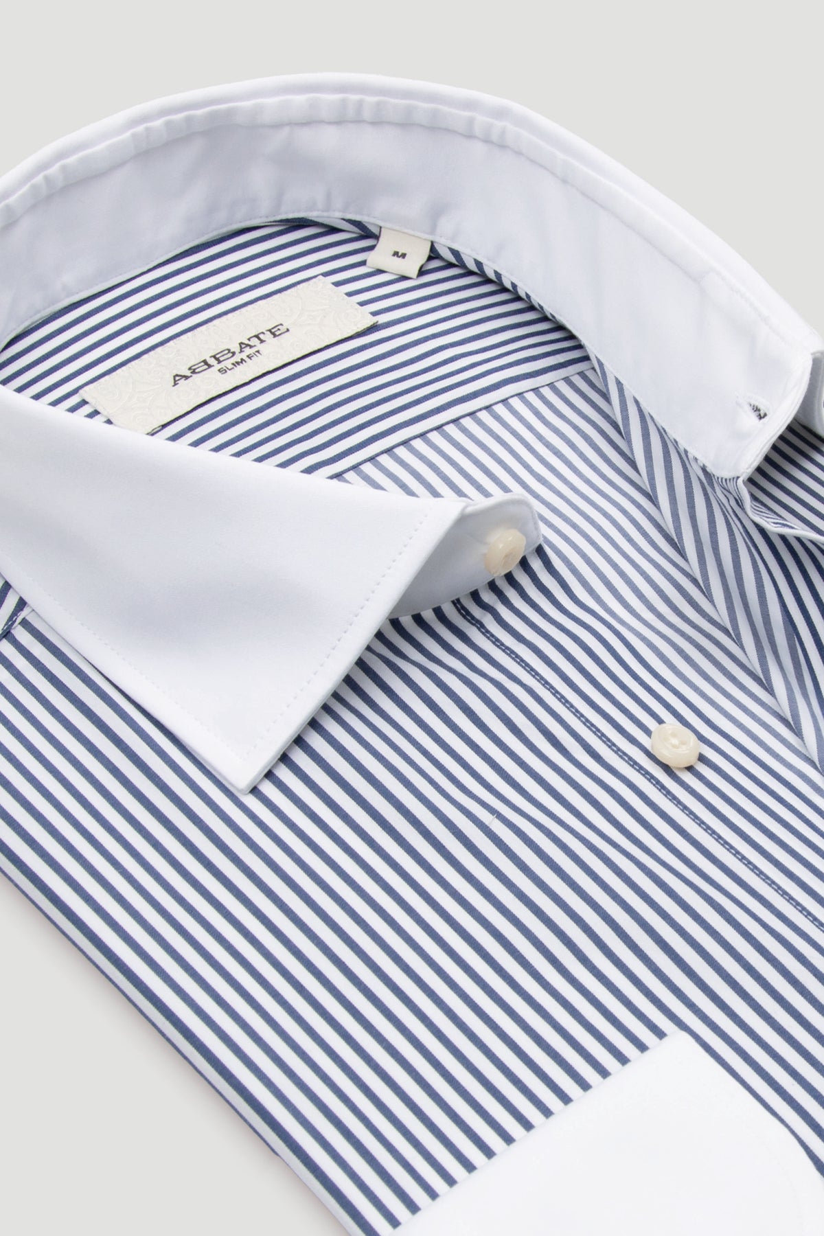 Abbate Gabrio Twill %100 Pamuk Slim Fit Lacivert Klasik Yaka Erkek Çizgili Gömlek