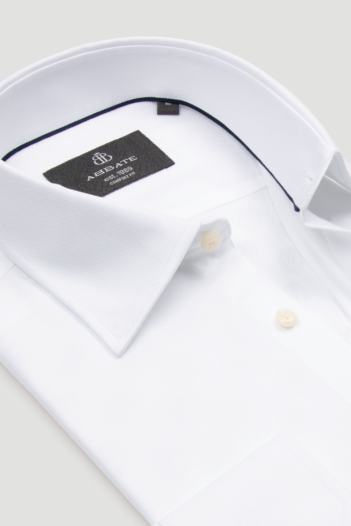 Abbate Arno Twill %100 Pamuk Comfort Fit Beyaz Sivri Yaka Erkek Düz Gömlek