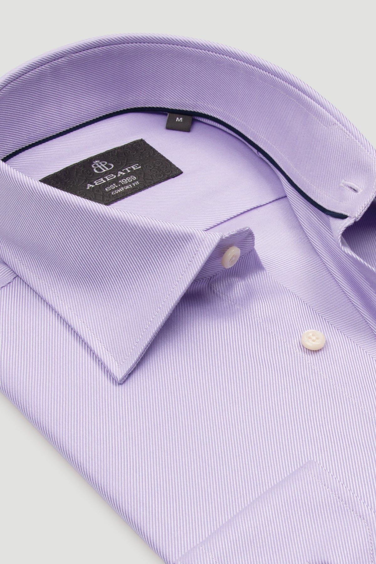 Abbate Arno Twill %100 Pamuk Comfort Fit Mor Sivri Yaka Erkek Düz Gömlek