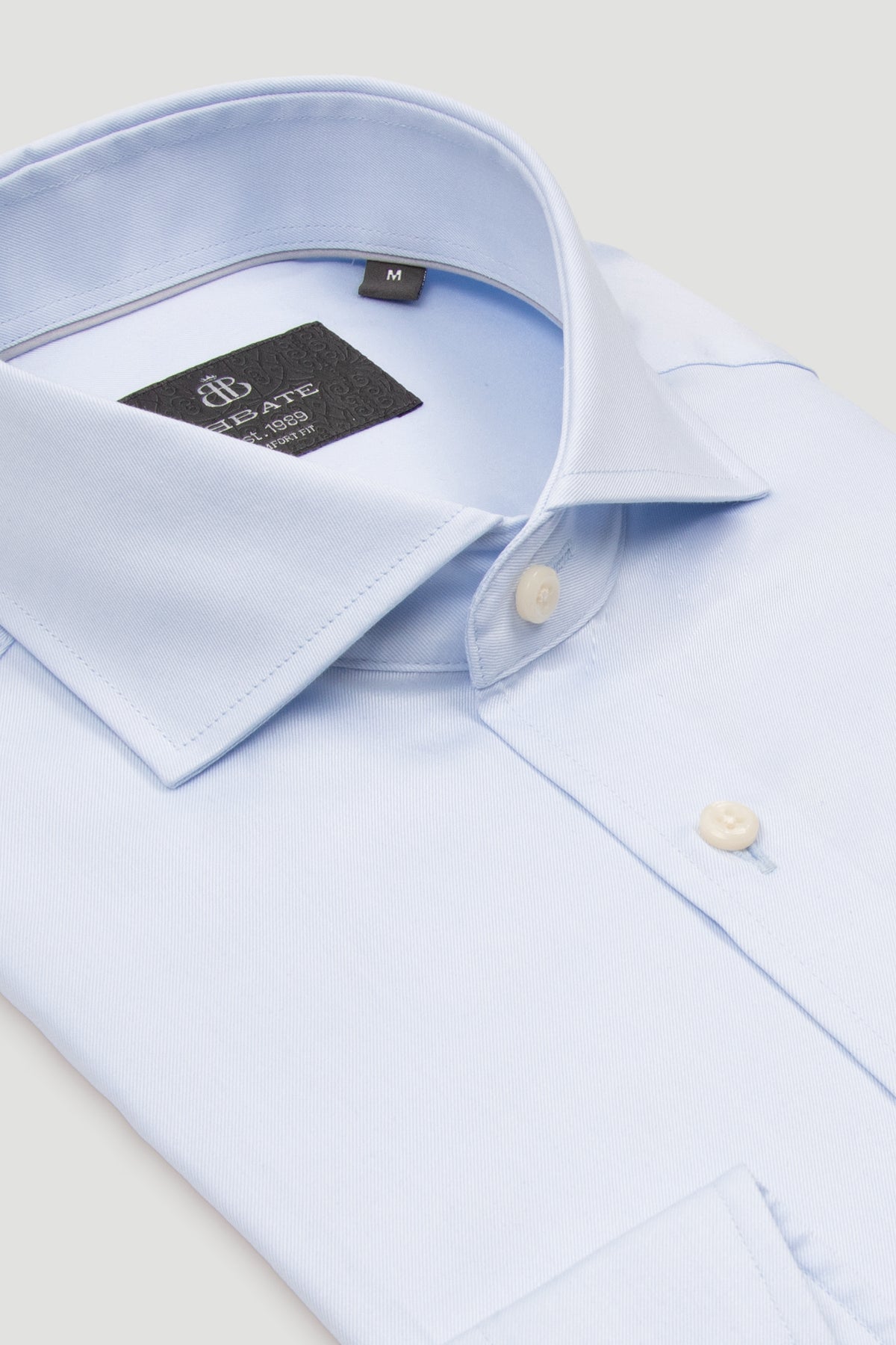Abbate Adriano Twill %100 Pamuk Comfort Fit Açık Mavi İtalyan Yaka Erkek Düz Gömlek