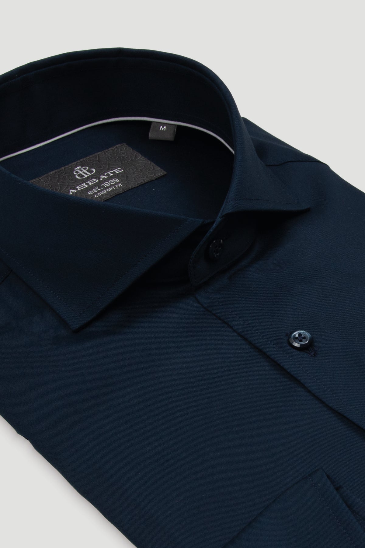 Abbate Adriano Twill %100 Pamuk Comfort Fit Lacivert İtalyan Yaka Erkek Düz Gömlek