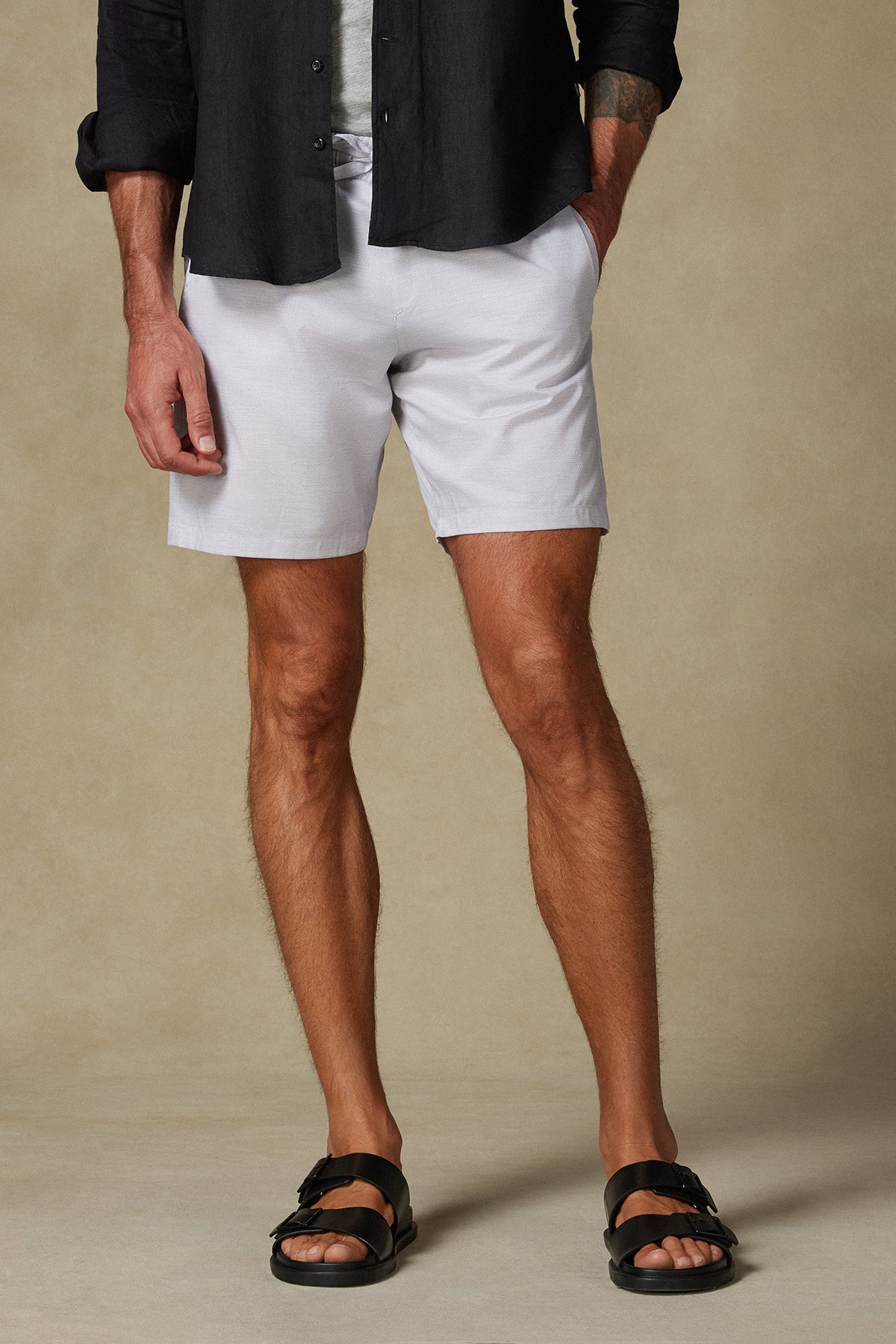 Abbate Sky Armür Pamuk Karışımlı Comfort Fit Gri Erkek Kareli Şort