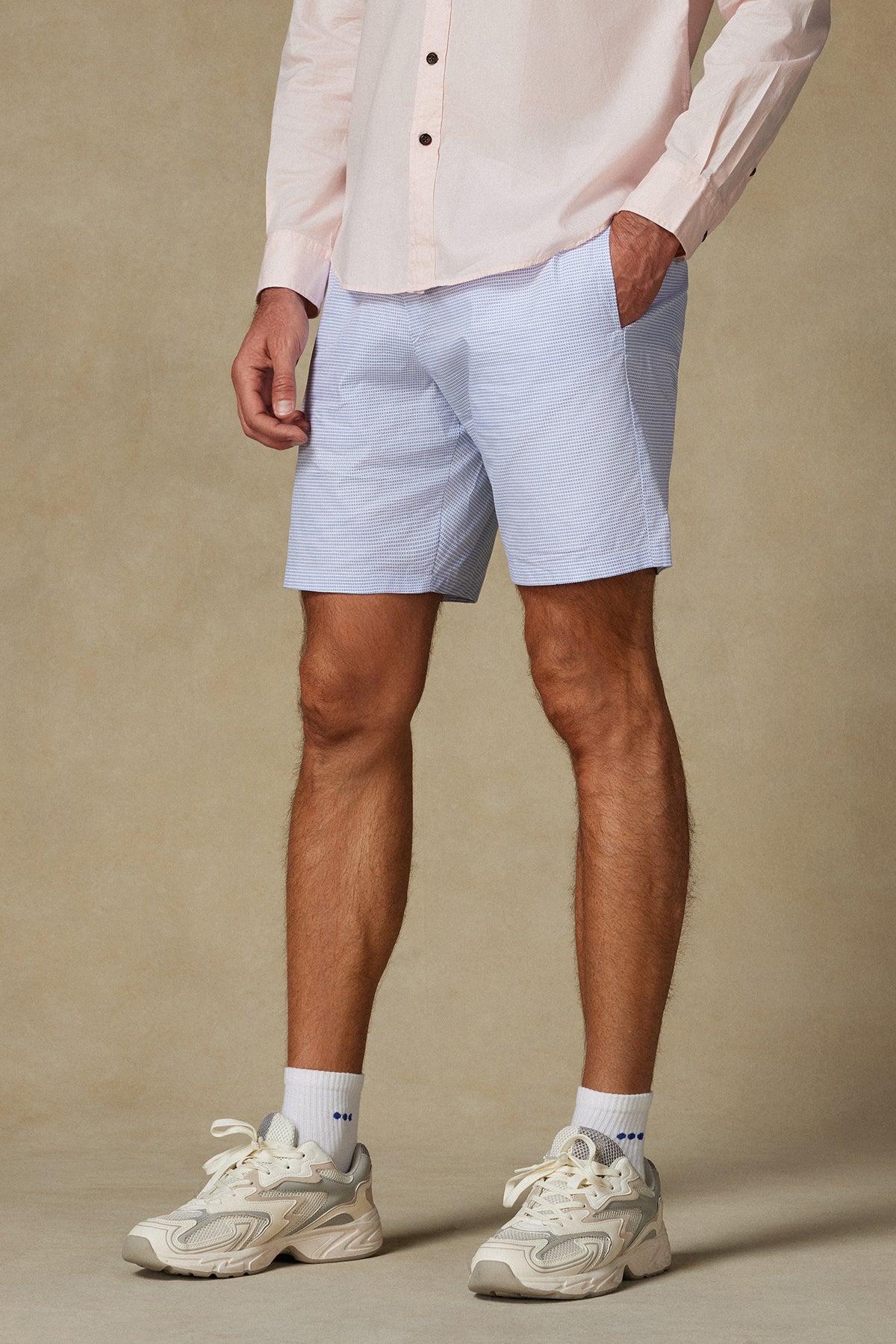 Abbate Sky Dobby Pamuklu Comfort Fit Açık Mavi Erkek Desenli Şort