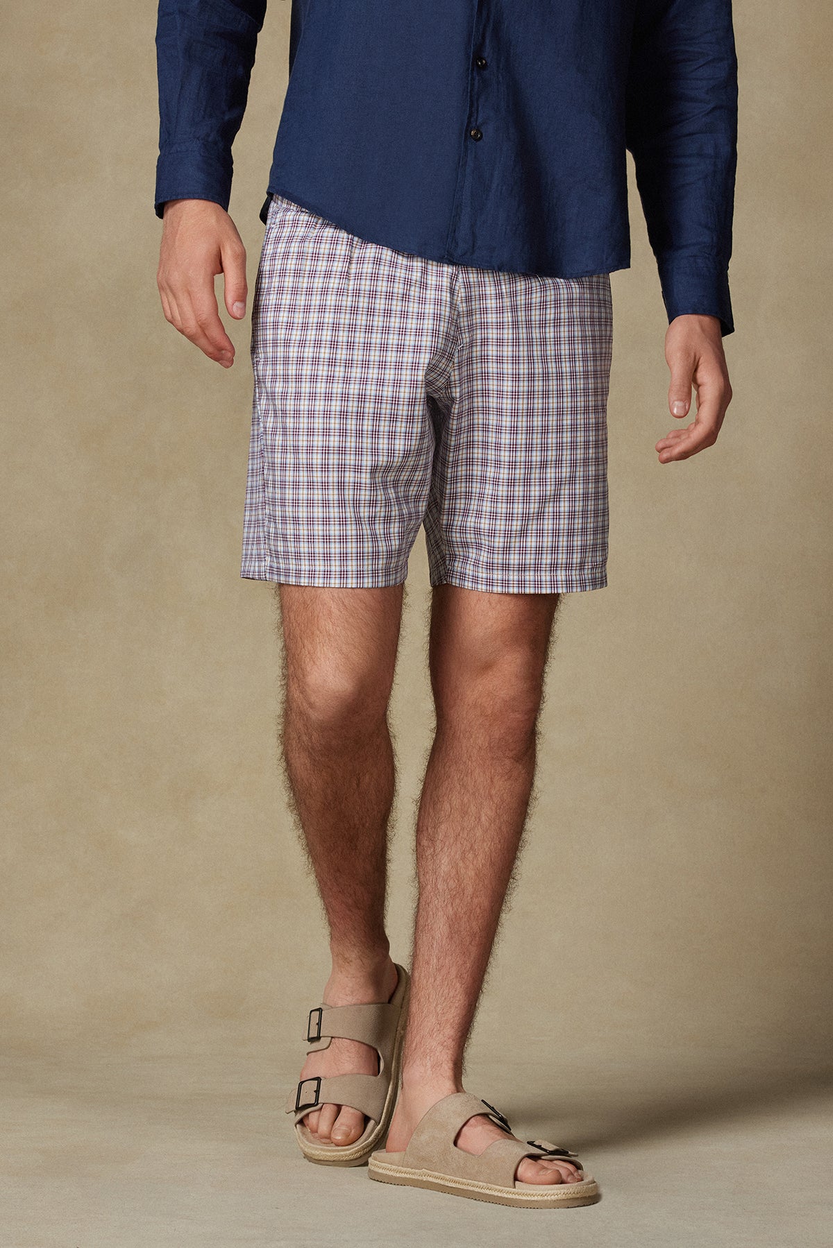 Abbate Sky Twill Pamuklu Comfort Fit Bordo Erkek Kareli Şort