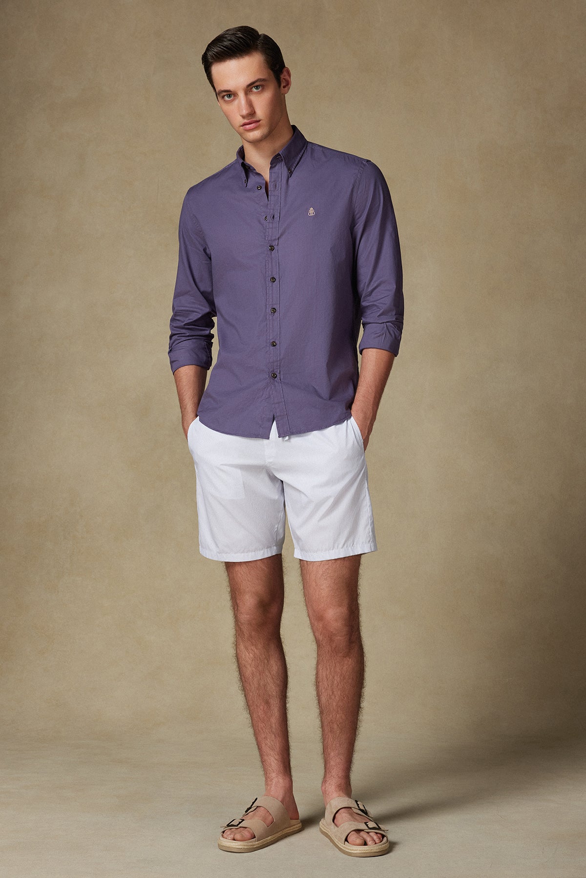 Abbate Sky Poplin Pamuklu Comfort Fit Açık Mavi Erkek Kareli Şort