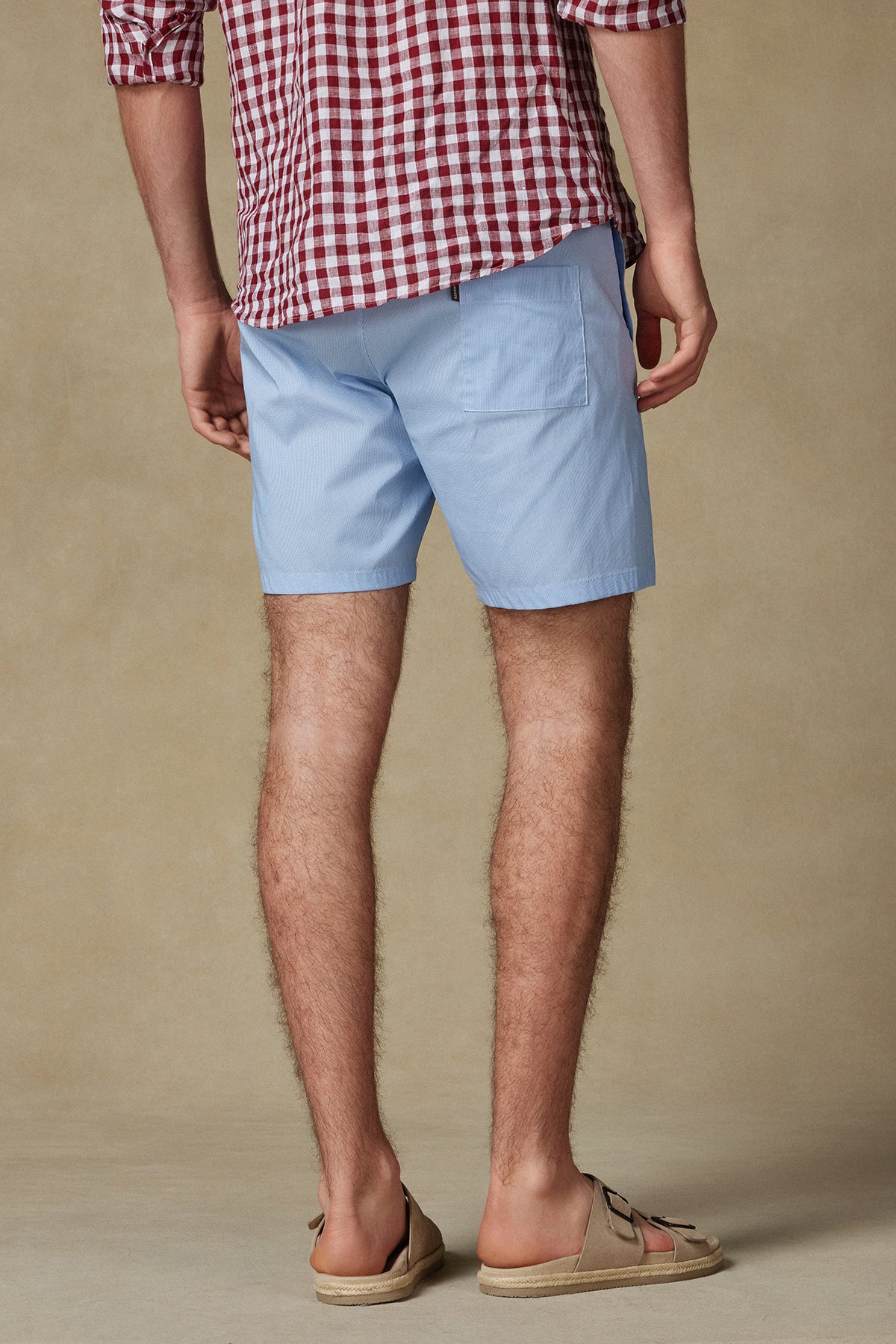 Abbate Sky Poplin Stretch Pamuk Karışımlı Comfort Fit Açık Mavi Erkek Kareli Şort