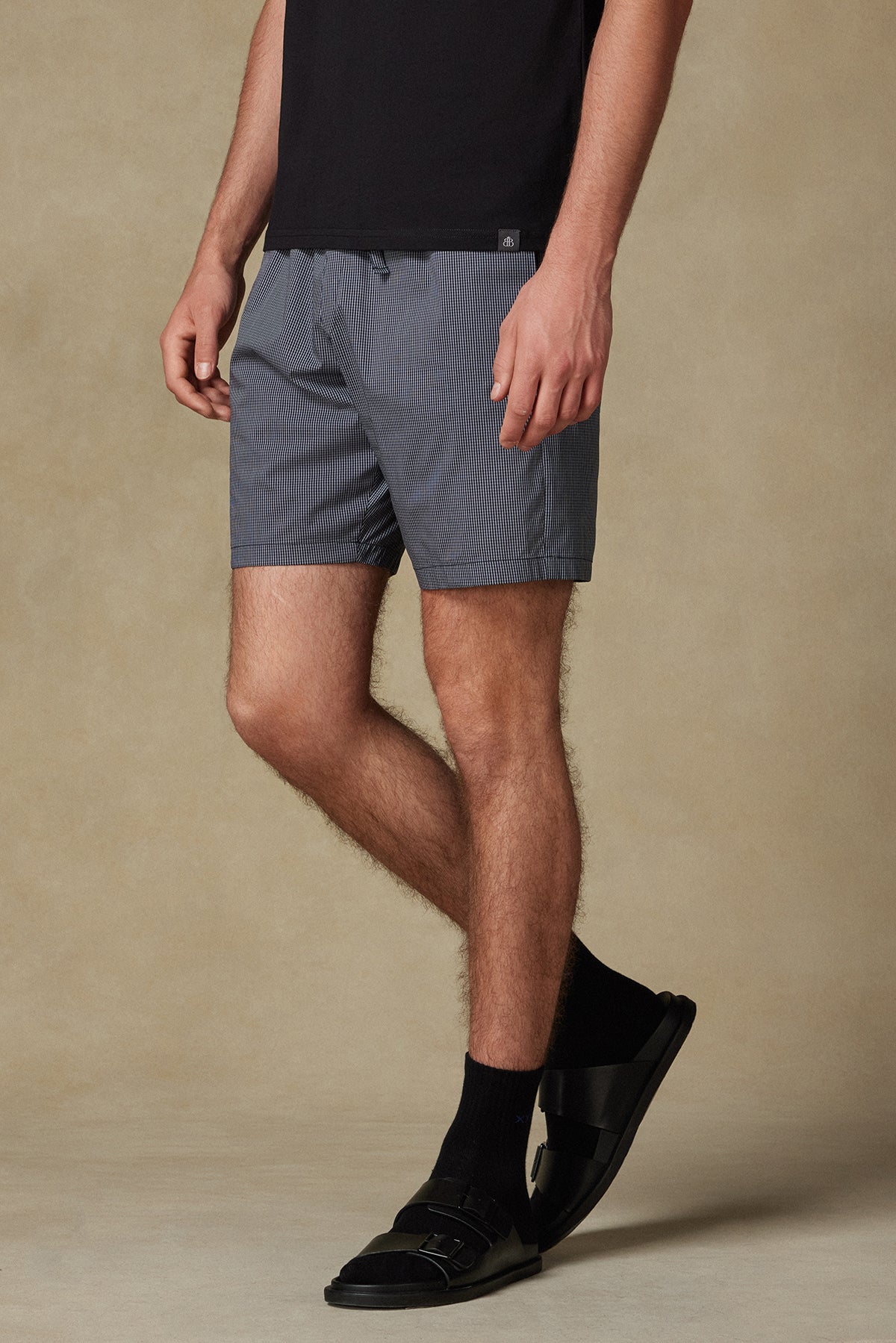 Abbate Sky Poplin Stretch Pamuk Karışımlı Comfort Fit Siyah Erkek Kareli Şort