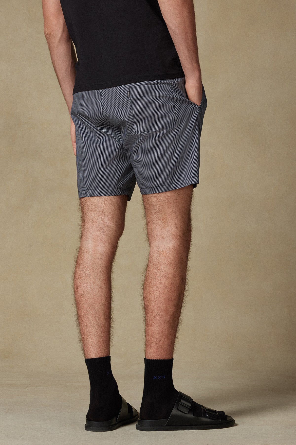 Abbate Sky Poplin Stretch Pamuk Karışımlı Comfort Fit Siyah Erkek Kareli Şort