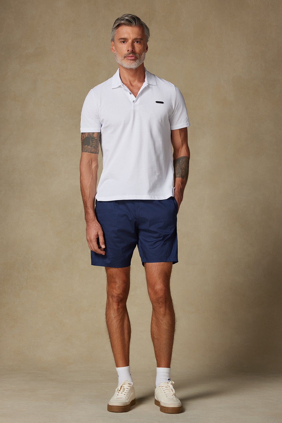 Abbate Sky Oxford Stretch Pamuk Karışımlı Comfort Fit Lacivert Erkek Düz Şort