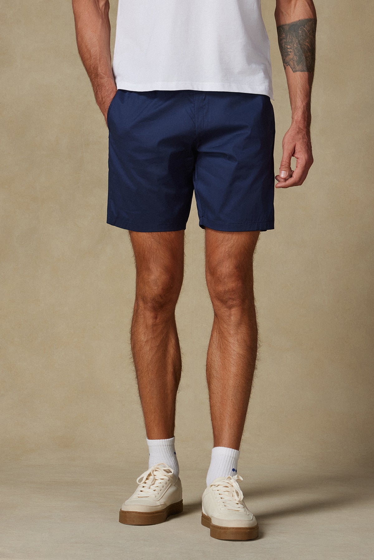 Abbate Sky Oxford Stretch Pamuk Karışımlı Comfort Fit Lacivert Erkek Düz Şort