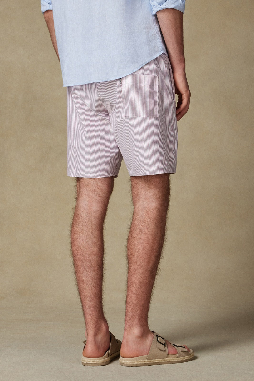 Abbate Sky Oxford Stretch Pamuk Karışımlı Comfort Fit Bordo Erkek Çizgili Şort