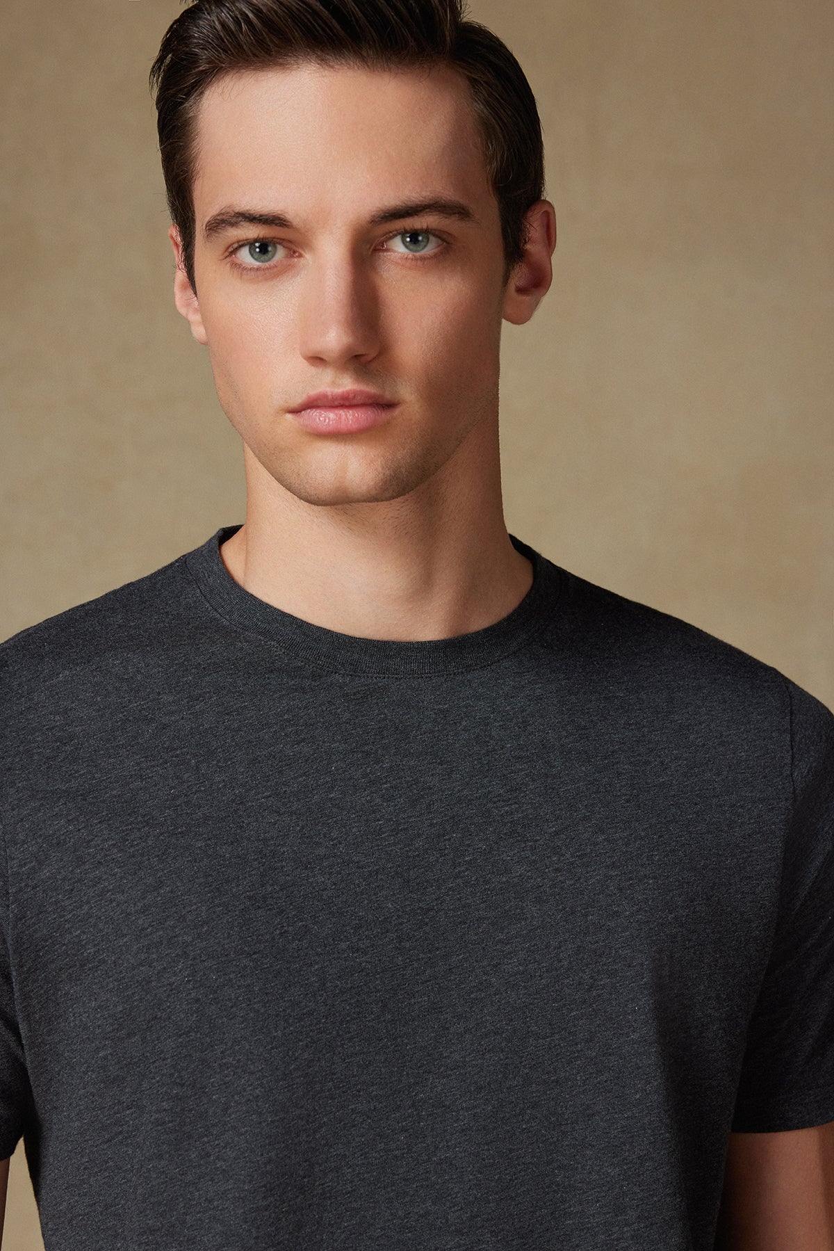 Abbate Easy Penye Pamuklu Comfort Fit Koyu Gri Bisiklet Yaka Erkek Düz T-Shirt