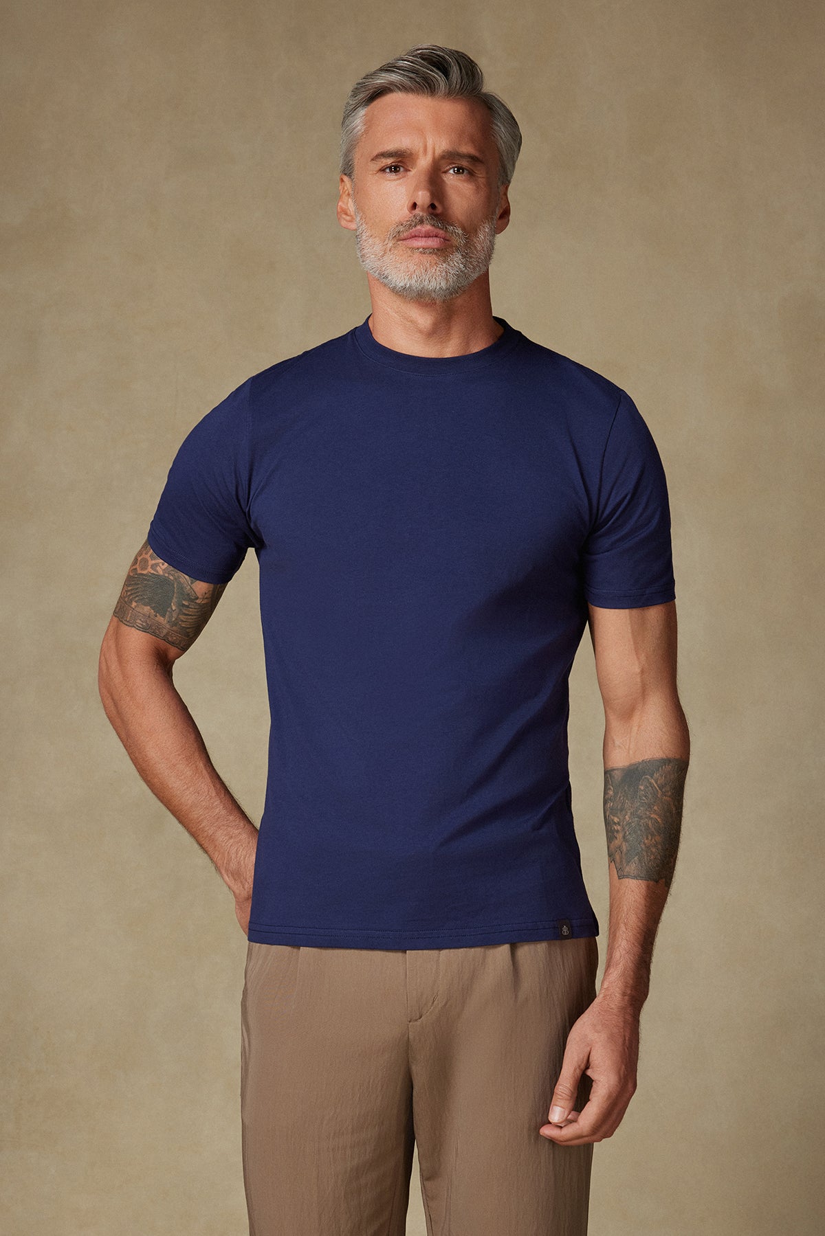 Abbate Easy Penye Pamuklu Comfort Fit Lacivert Bisiklet Yaka Erkek Düz T-Shirt